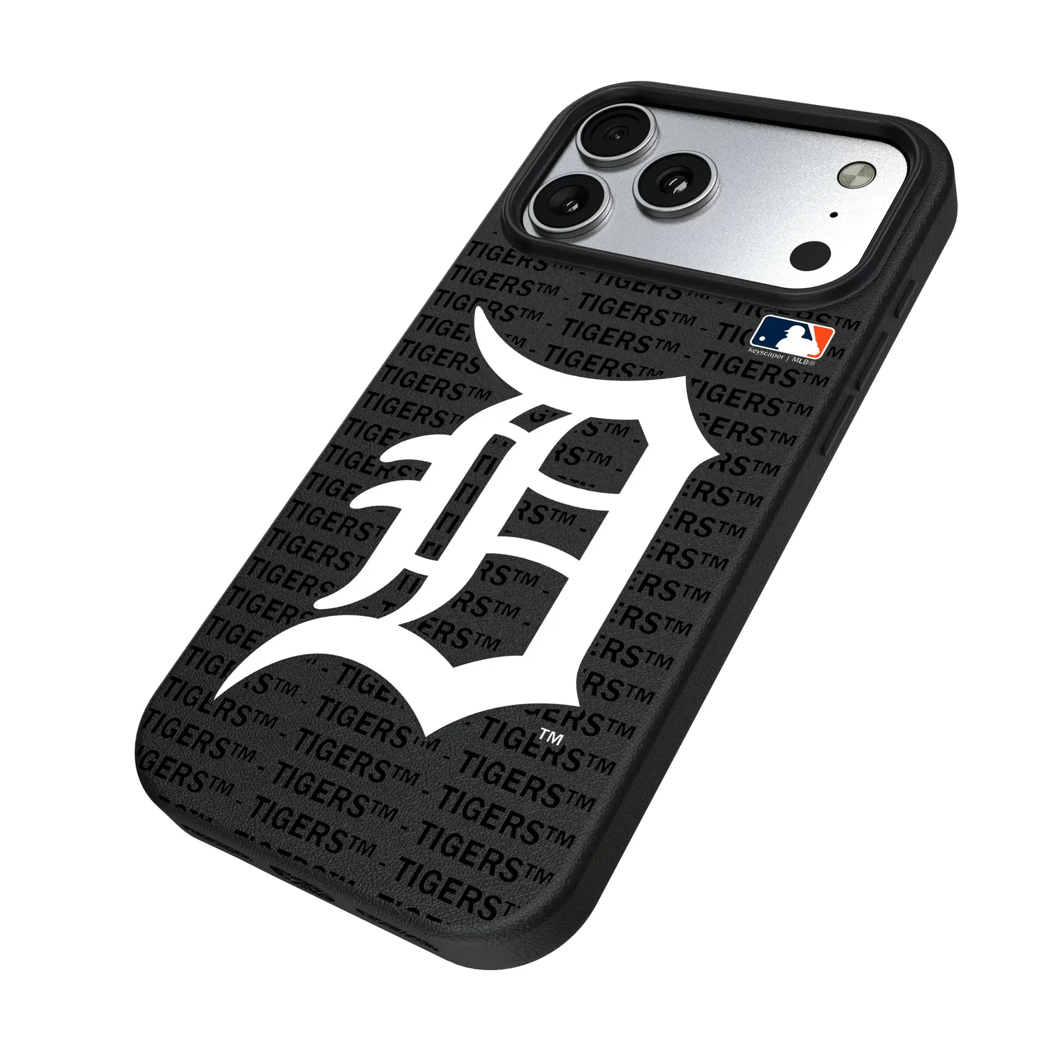 Detroit Tigers Text Backdrop iPhone MagSafe Compatible Phone Case for Apple iPhone - Isometric View#Device_iPhone 17 Pro Max
