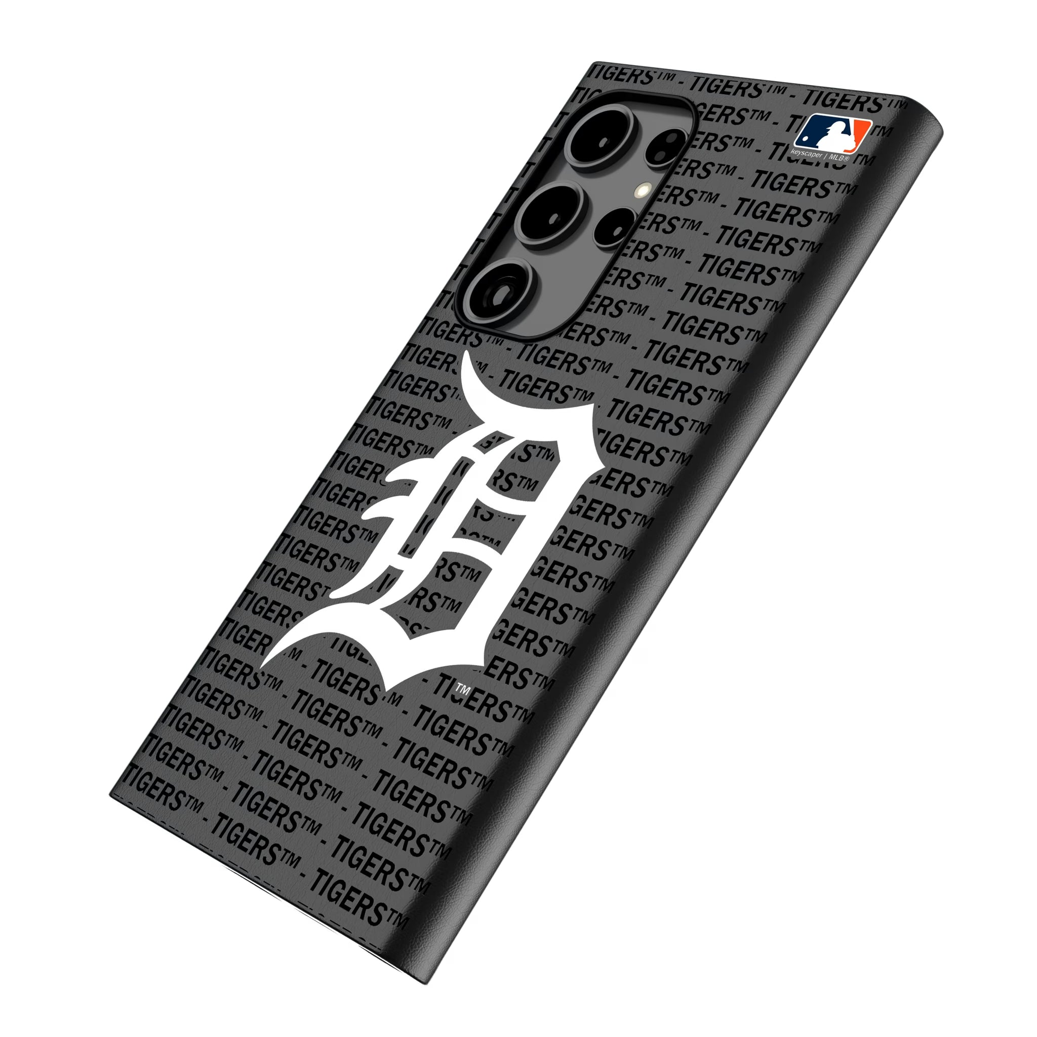 Detroit Tigers Text Backdrop Galaxy MagSafe Compatible Phone Case for Samsung Galaxy - Isometric View
