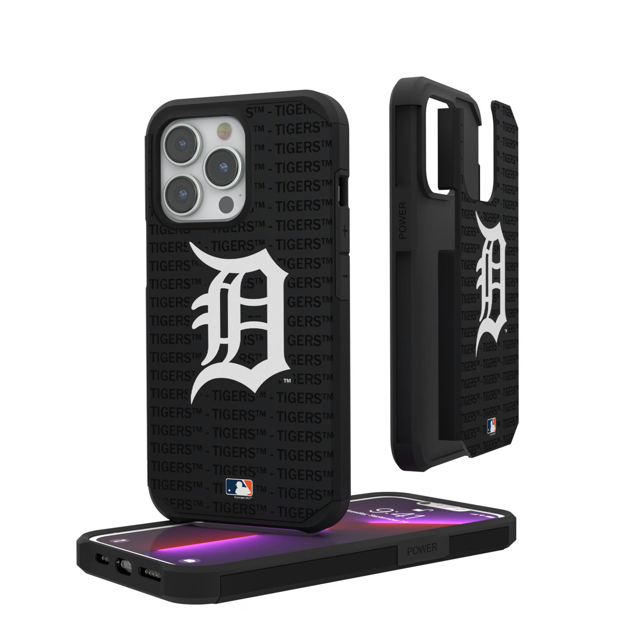 Detroit Tigers Text Backdrop iPhone Rugged Phone Case for Apple iPhone