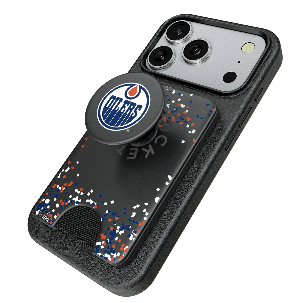 Edmonton Oilers Confetti Popsockets Wallet Magnetic - Isometric View