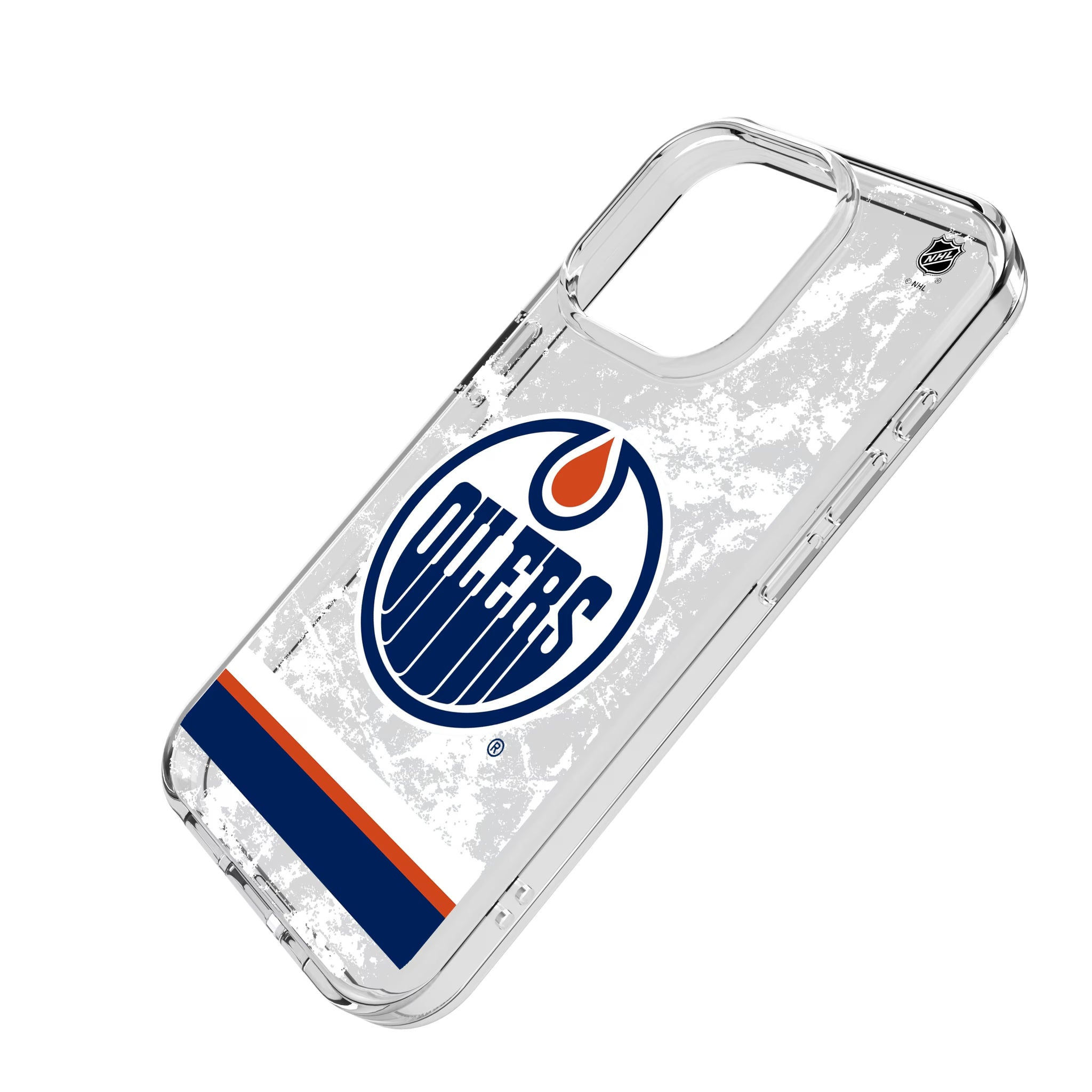 Edmonton Oilers Ice Stripe iPhone Clear Phone Case for Apple iPhone - Isometric View