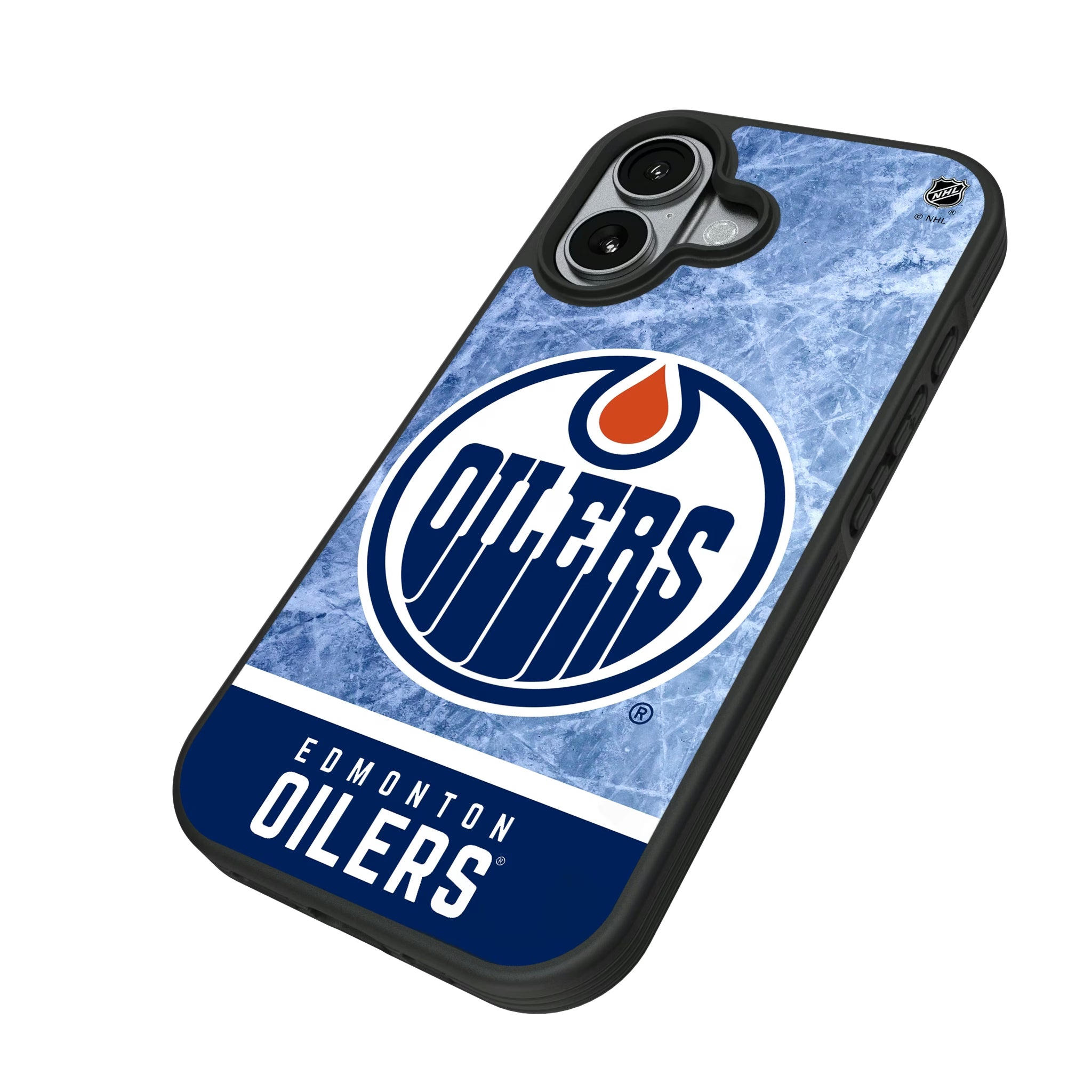 Edmonton Oilers Ice Wordmark iPhone Bump Phone Case for Apple iPhone - Isometric View#Device_iPhone 17