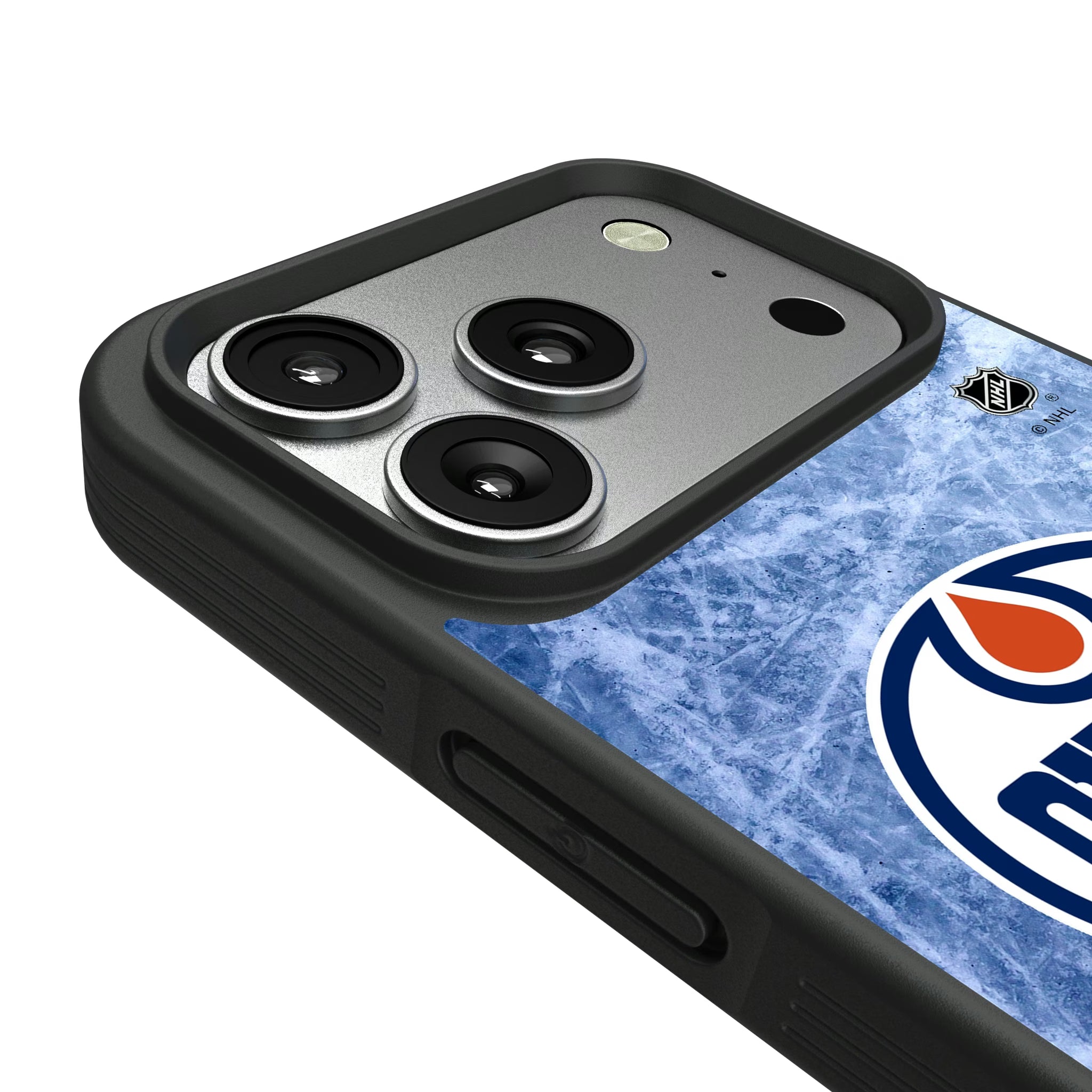 Edmonton Oilers Ice Wordmark iPhone Bump Phone Case for Apple iPhone - Detail#Device_iPhone 17 Pro