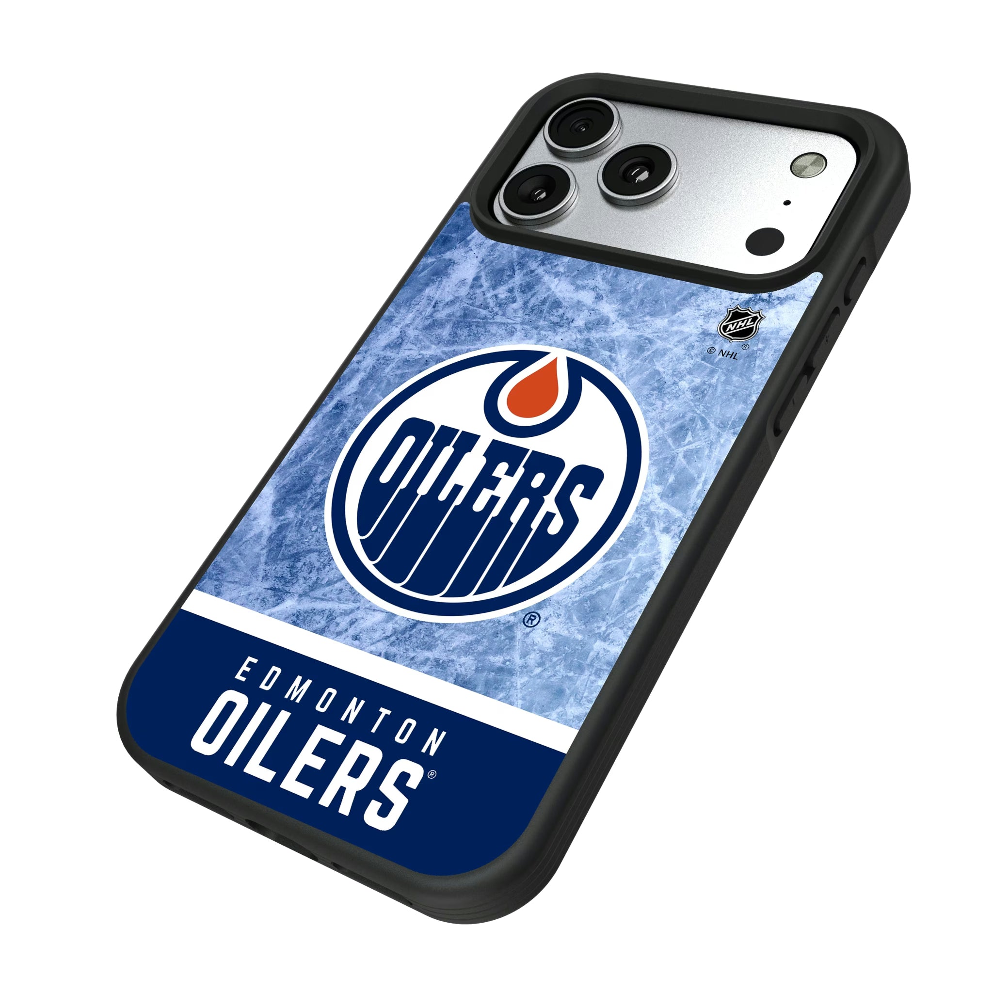 Edmonton Oilers Ice Wordmark iPhone Bump Phone Case for Apple iPhone - Isometric View#Device_iPhone 17 Pro Max