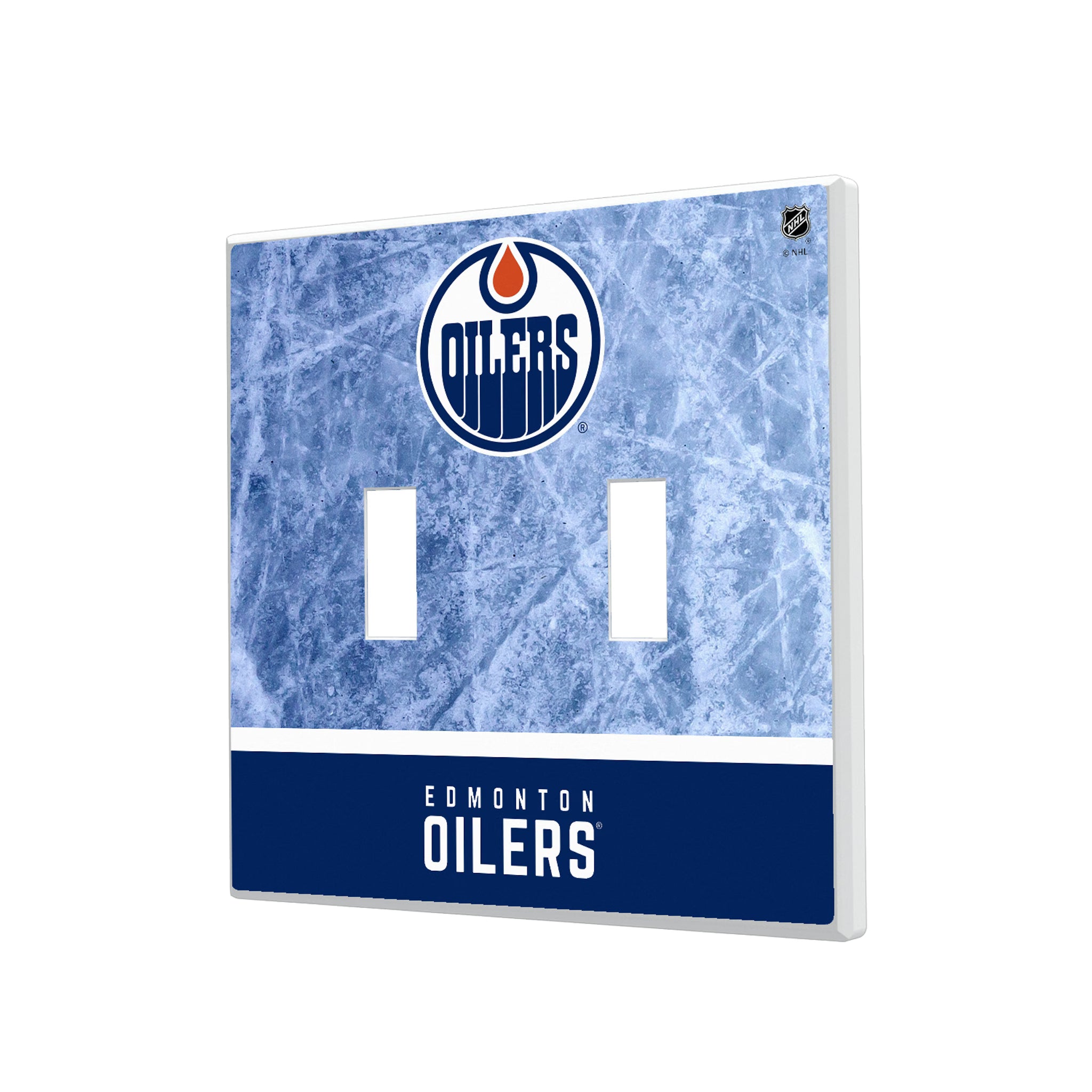 Edmonton Oilers Ice Wordmark Hidden-Screw Light Switch Plate#Style_Double Toggle