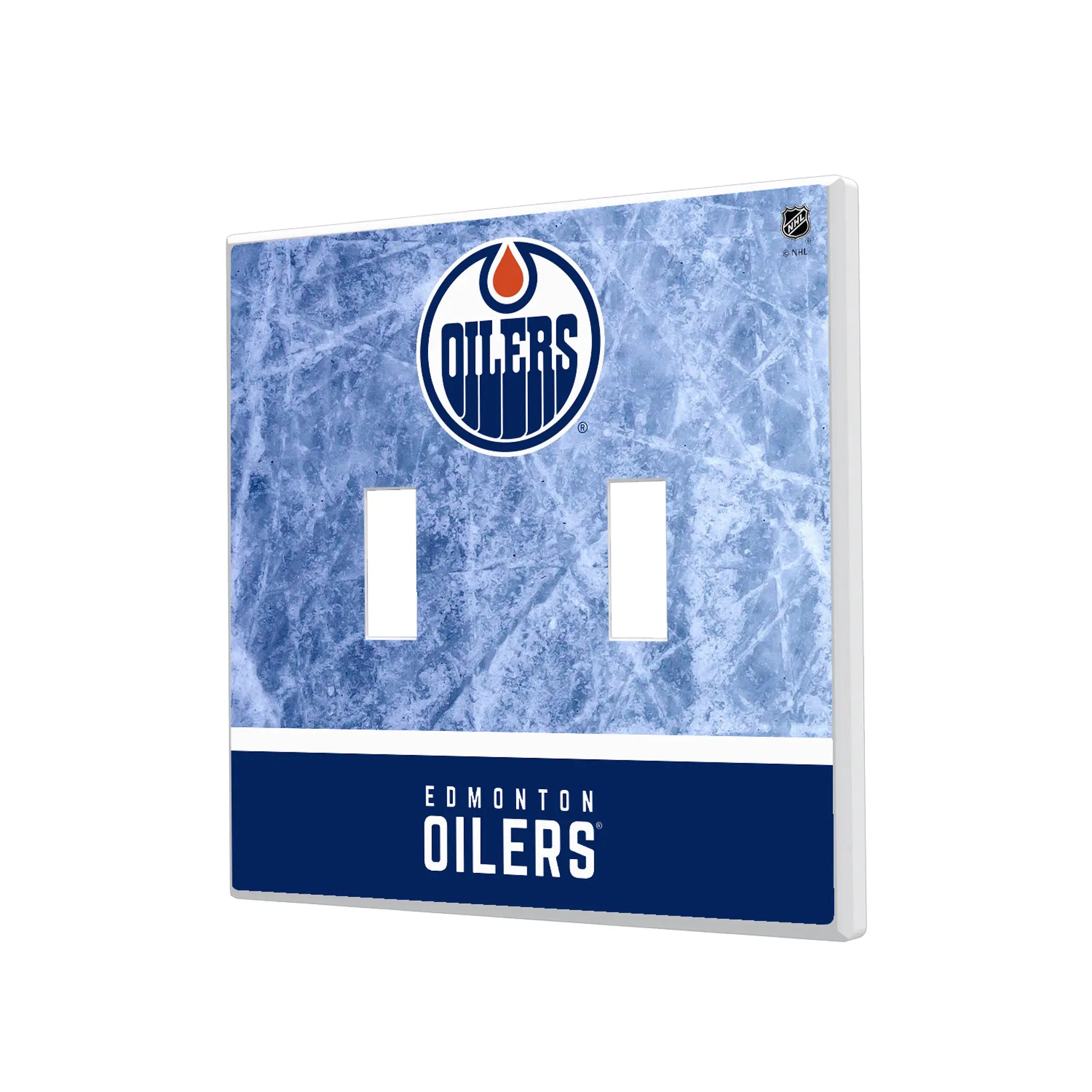 Edmonton Oilers Ice Wordmark Hidden-Screw Light Switch Plate#Style_Double Toggle