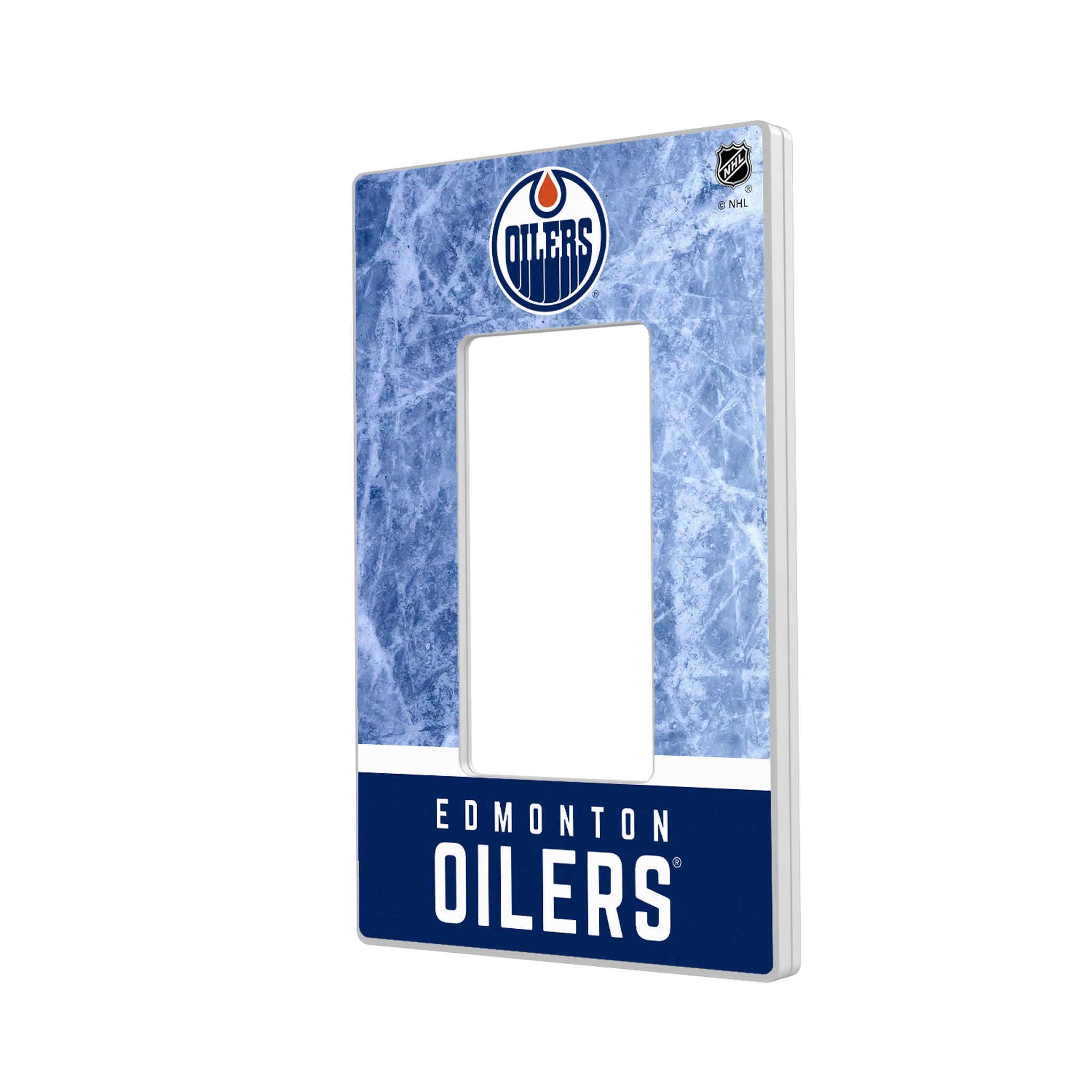 Edmonton Oilers Ice Wordmark Hidden-Screw Light Switch Plate#Style_Single Rocker