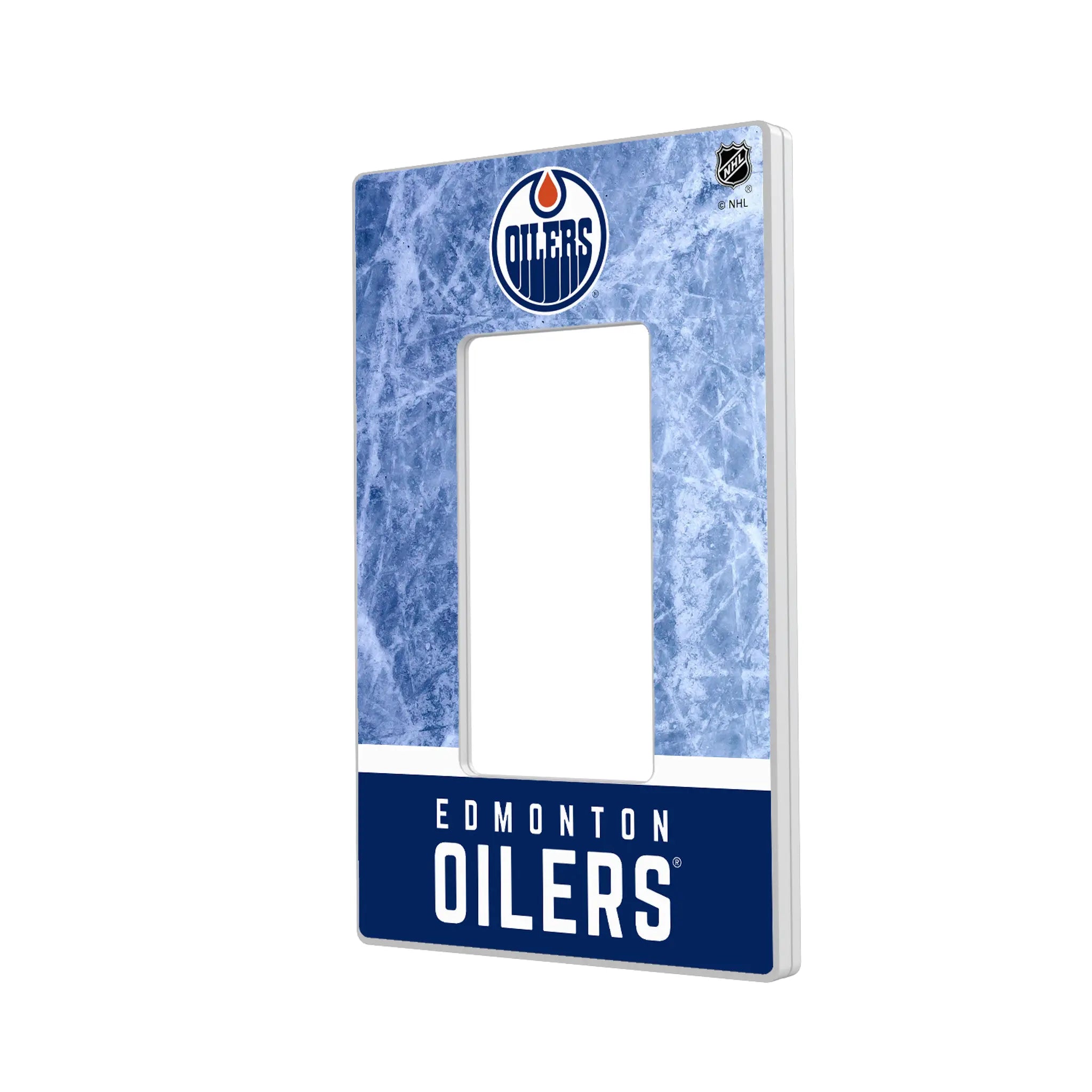 Edmonton Oilers Ice Wordmark Hidden-Screw Light Switch Plate#Style_Single Rocker