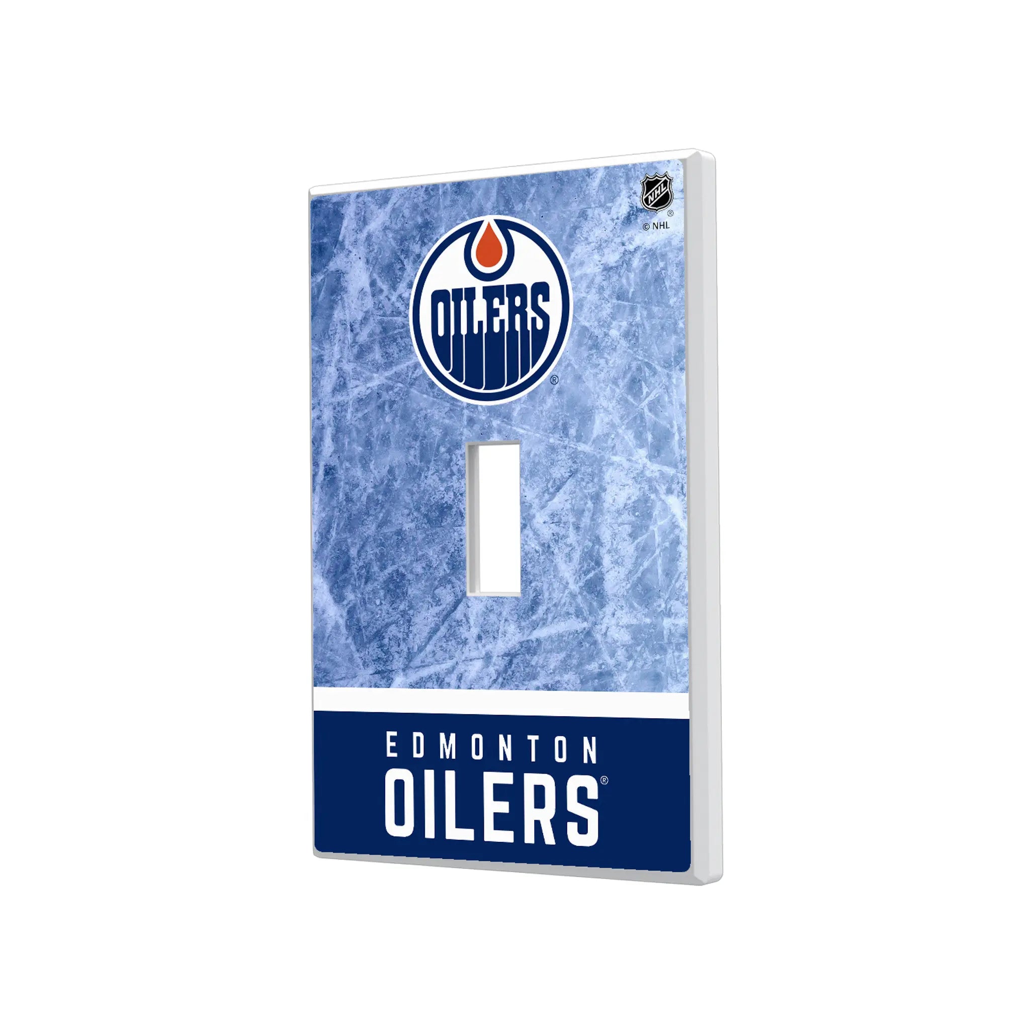 Edmonton Oilers Ice Wordmark Hidden-Screw Light Switch Plate#Style_Single Toggle