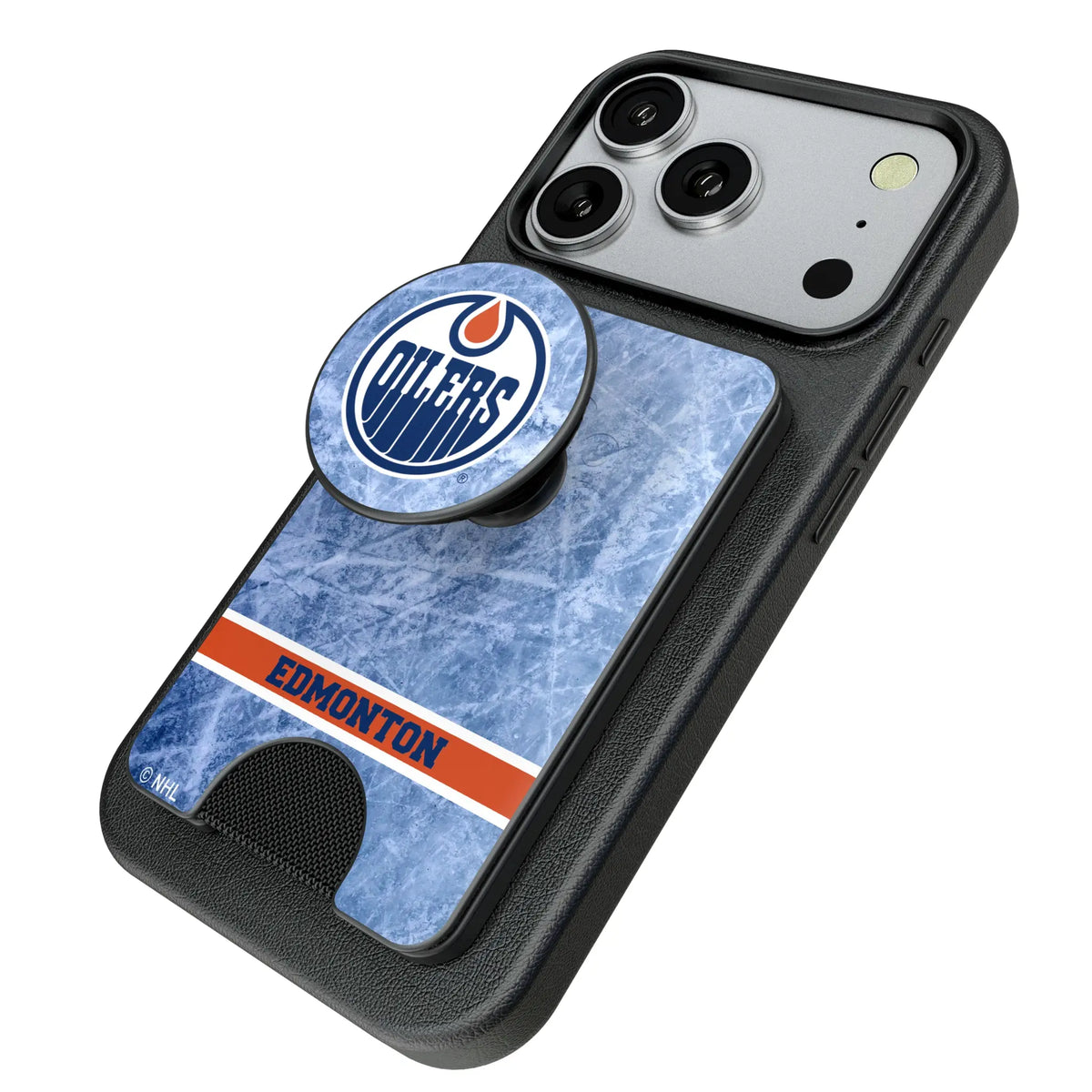 Edmonton Oilers Ice Wordmark Popsockets Wallet Magnetic - Isometric View