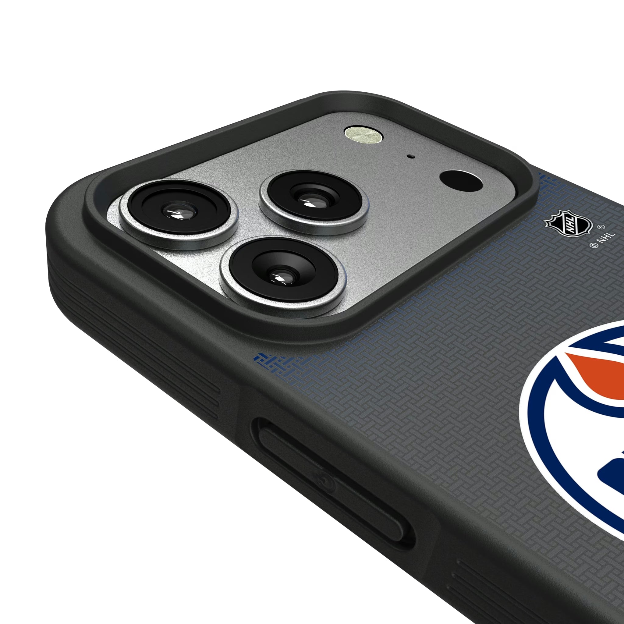 Edmonton Oilers Linen iPhone Bump Phone Case for Apple iPhone - Detail#Device_iPhone 17 Pro