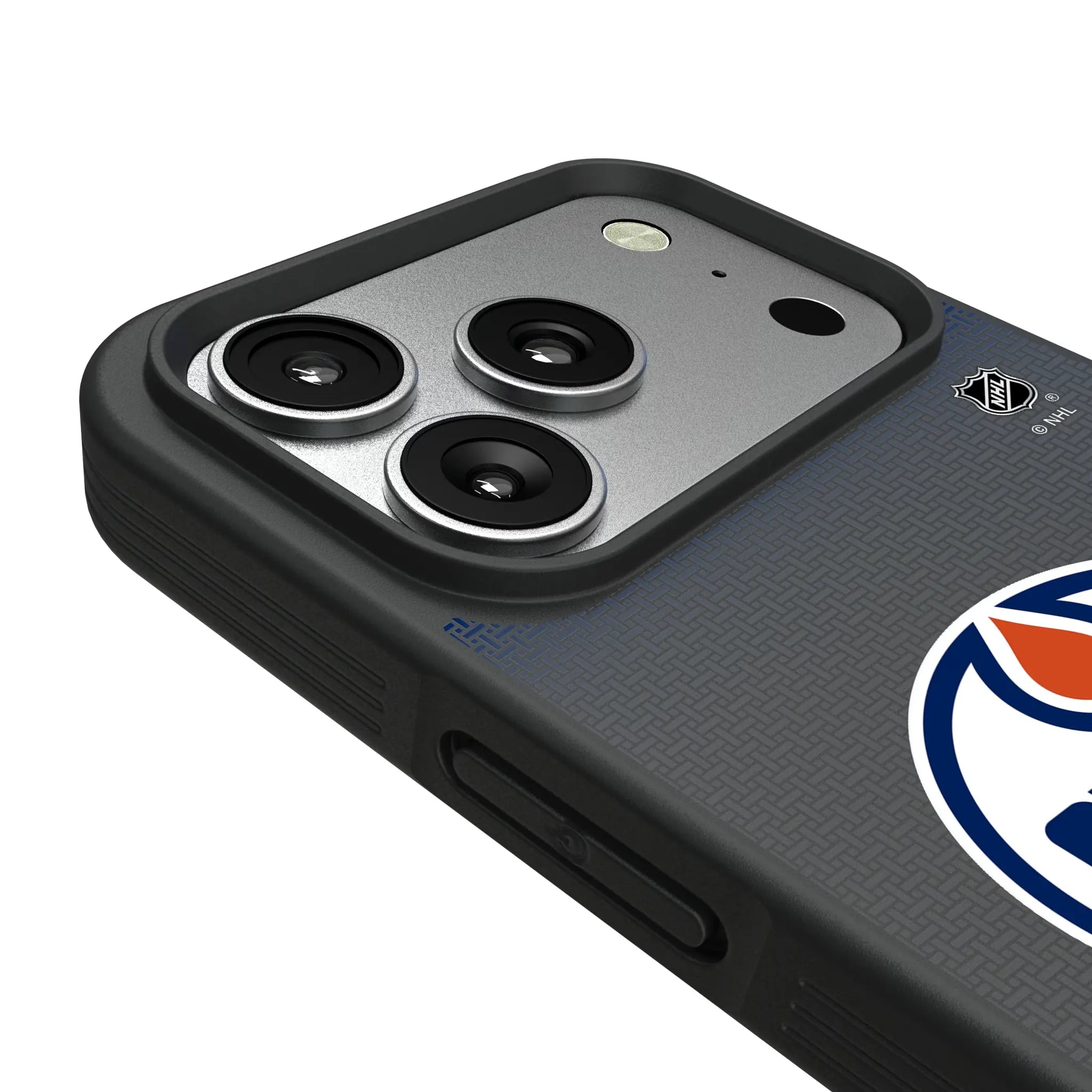 Edmonton Oilers Linen iPhone Bump Phone Case for Apple iPhone - Detail#Device_iPhone 17 Pro