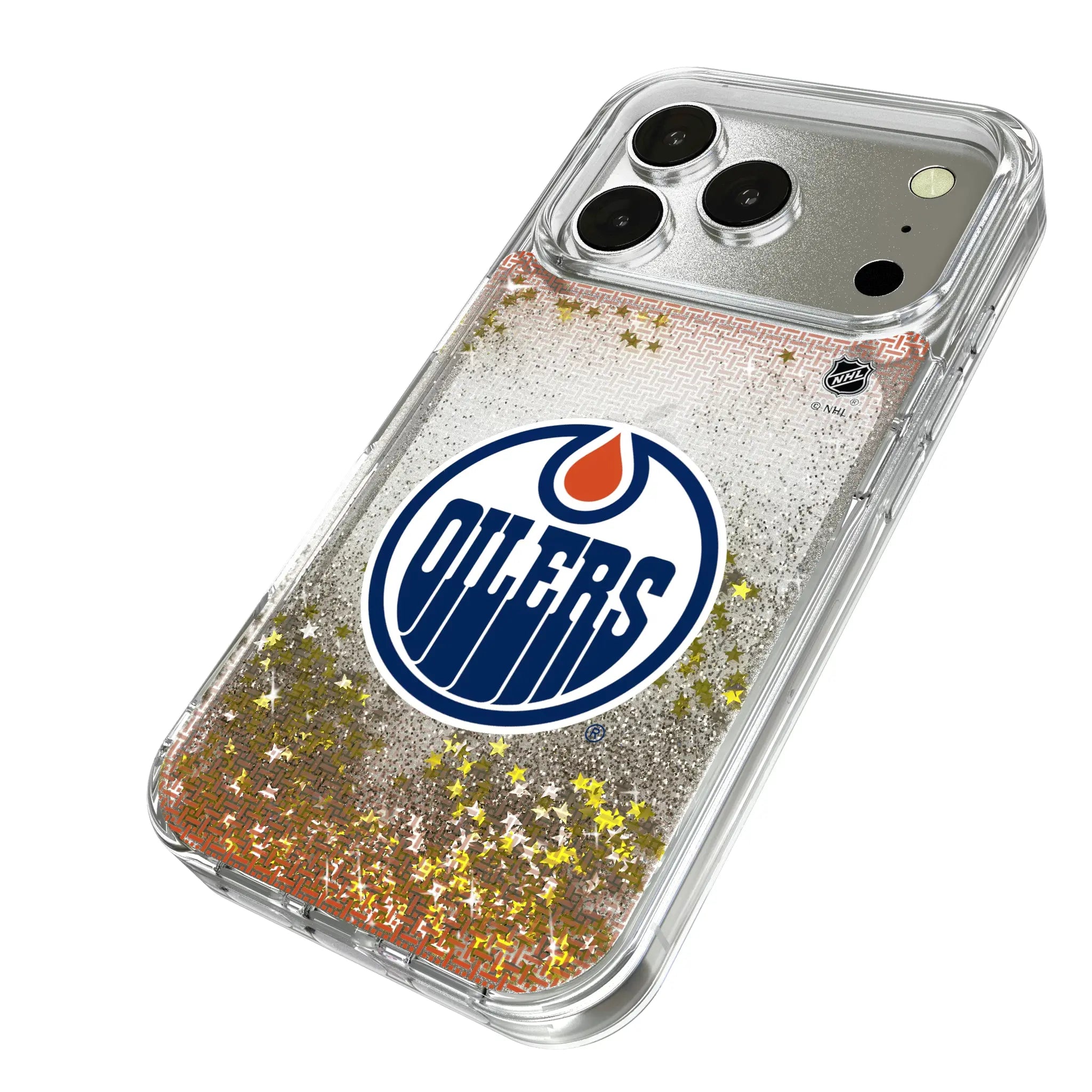 Edmonton Oilers Linen iPhone Glitter Phone Case for Apple iPhone - Isometric View