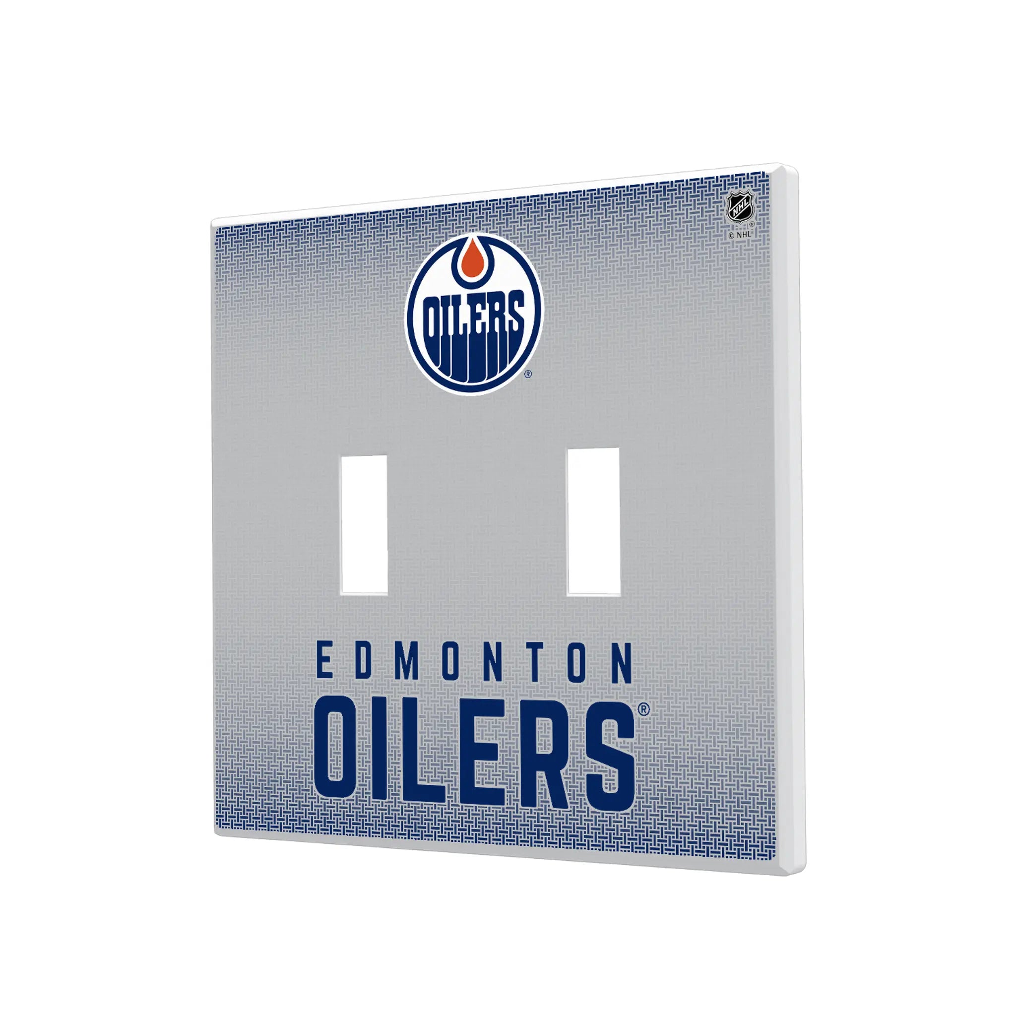 Edmonton Oilers Linen Hidden-Screw Light Switch Plate#Style_Double Toggle