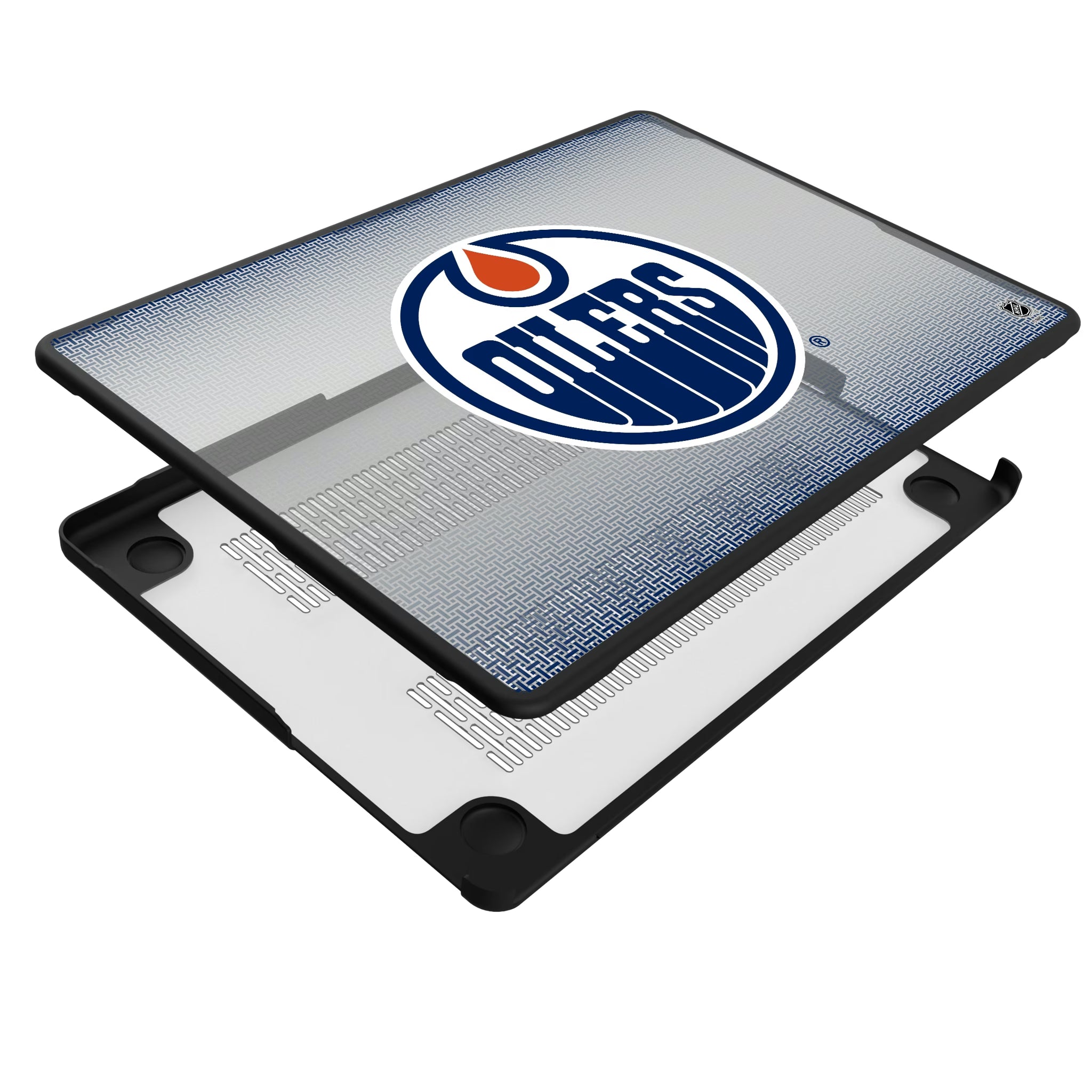 Edmonton Oilers Linen MacBook Laptop Case for Apple MacBook - Isometric View#Device_MacBook Pro (14-inch, 2021) / MacBook Pro (14-inch, 2023) / MacBook Pro (14-inch, 2024)