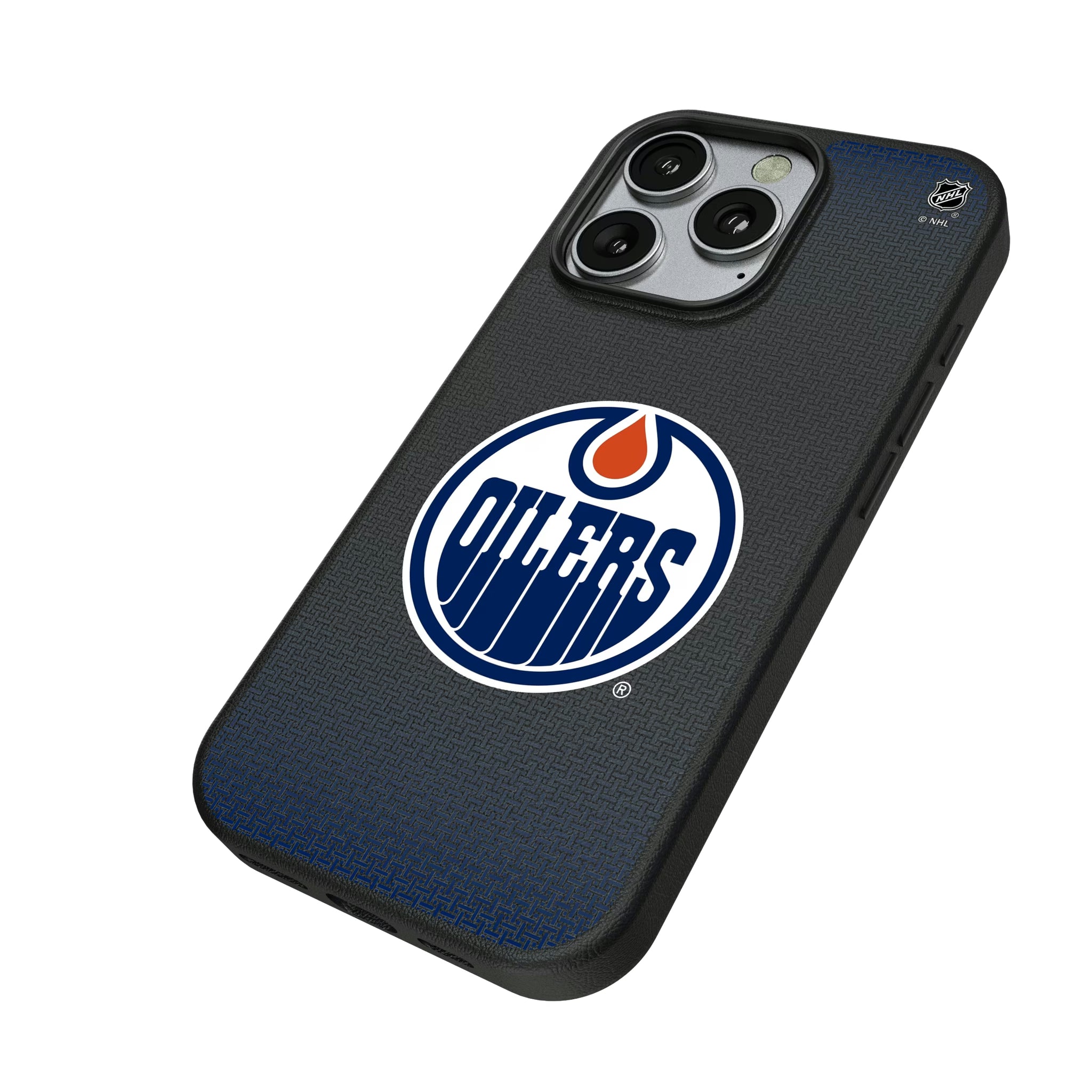 Edmonton Oilers Linen iPhone MagSafe Compatible Phone Case for Apple iPhone - Isometric View
