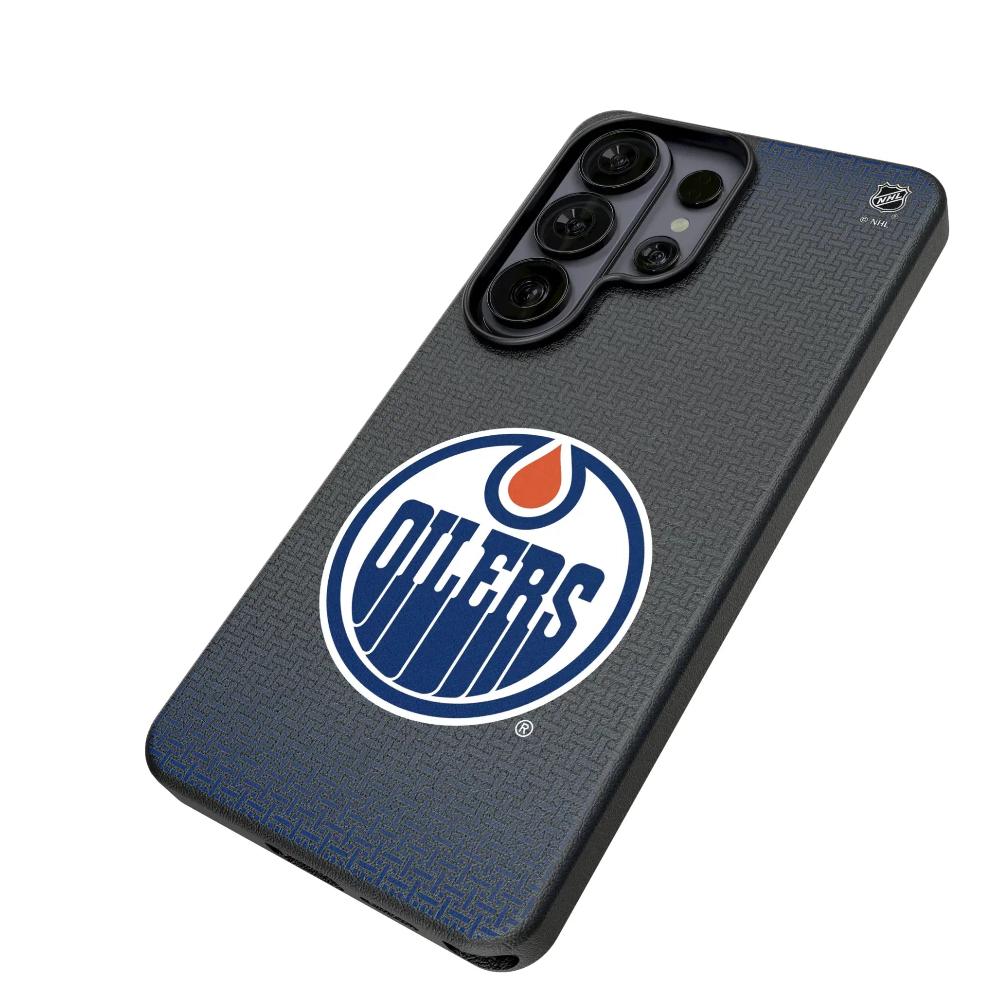 Edmonton Oilers Linen Galaxy MagSafe Compatible Phone Case for Samsung Galaxy - Isometric View#Device_Galaxy S26 Ultra