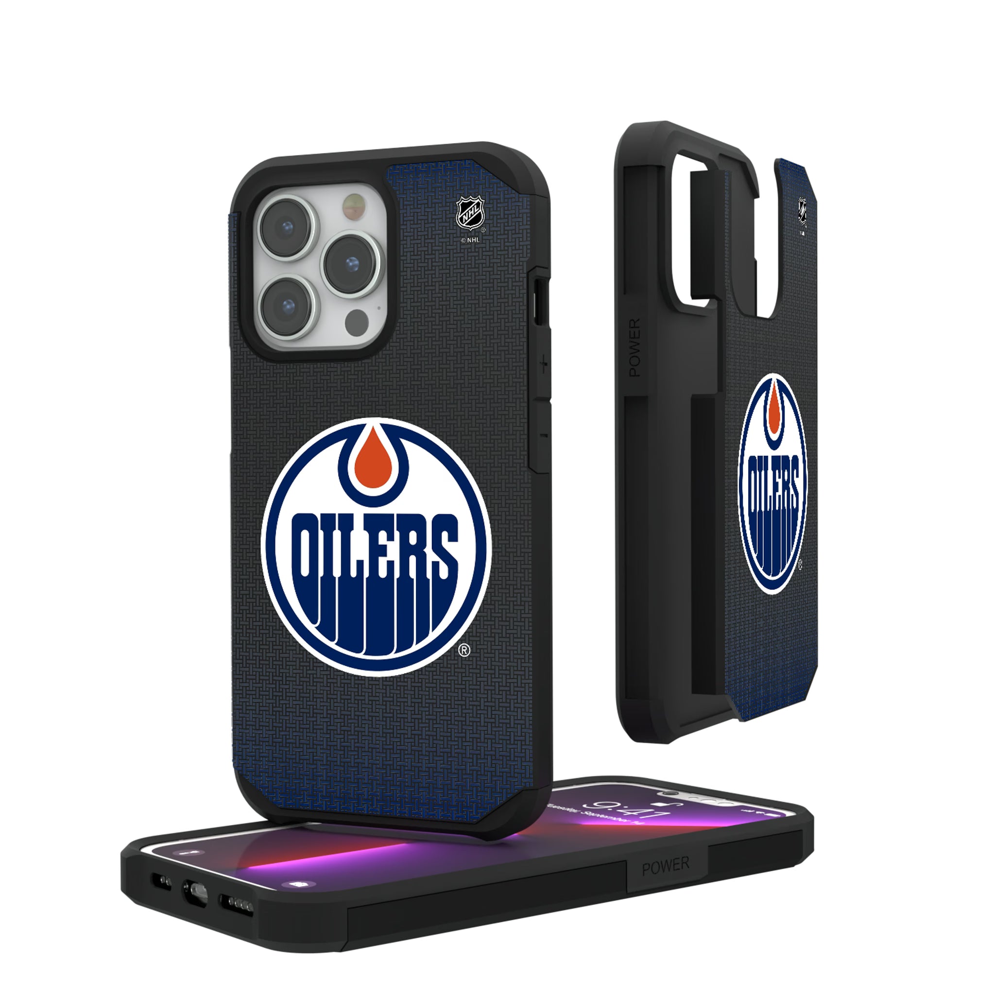 Edmonton Oilers Linen iPhone Rugged Phone Case for Apple iPhone#Device_iPhone 13 Pro