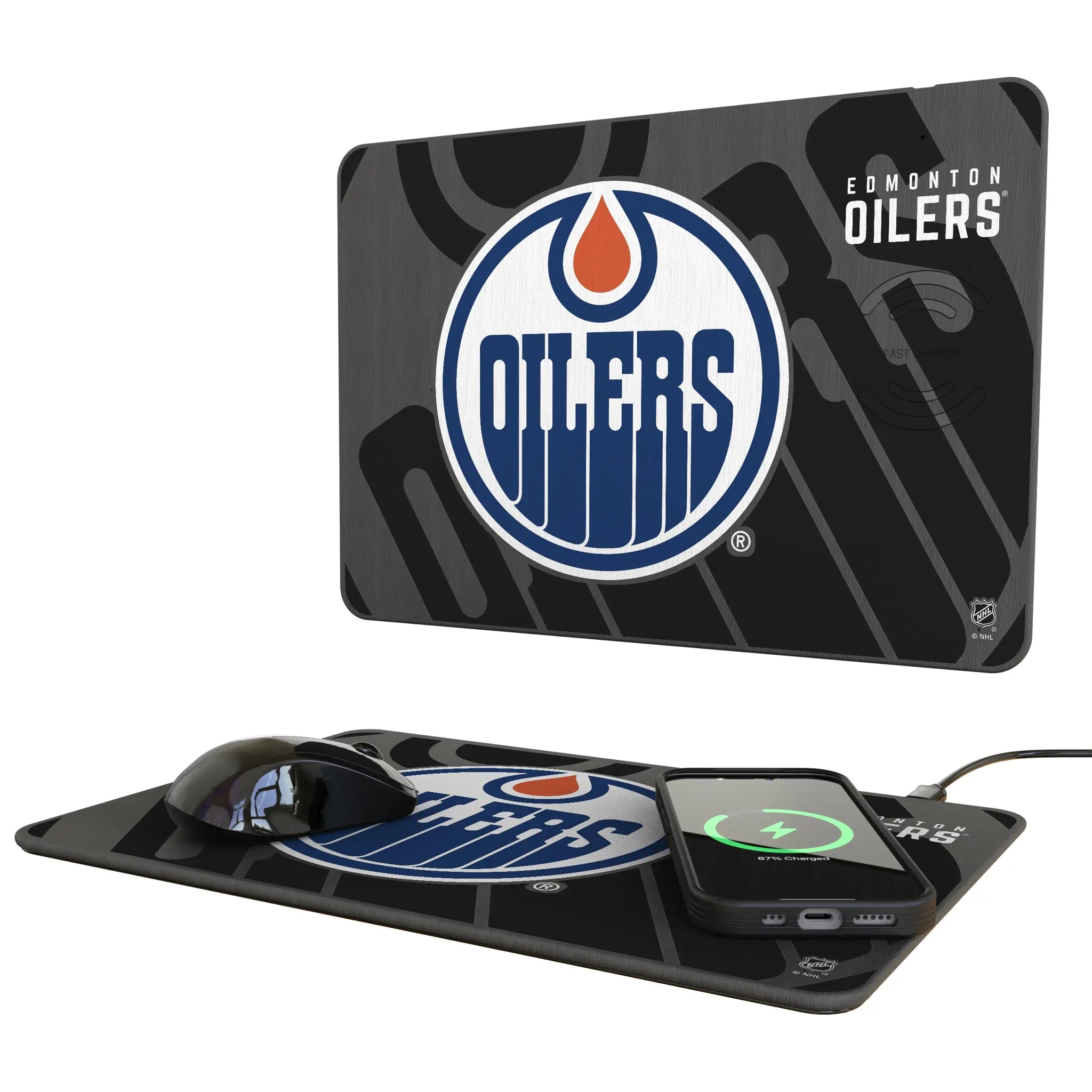 Edmonton Oilers Monocolor Tilt 15-Watt Wireless Charger and Mouse Pad