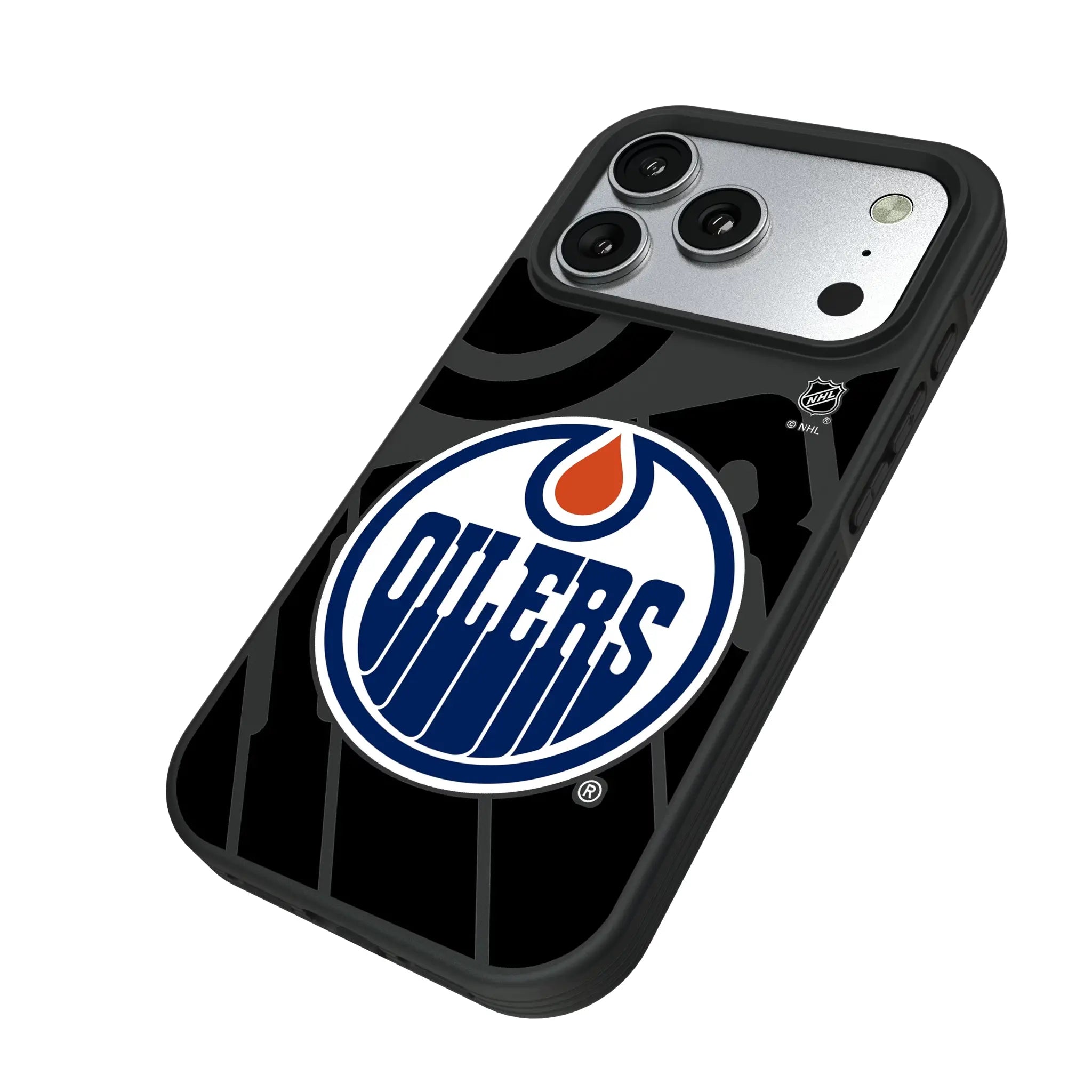 Edmonton Oilers Monocolor Tilt iPhone Bump Phone Case for Apple iPhone - Isometric View#Device_iPhone 17 Pro