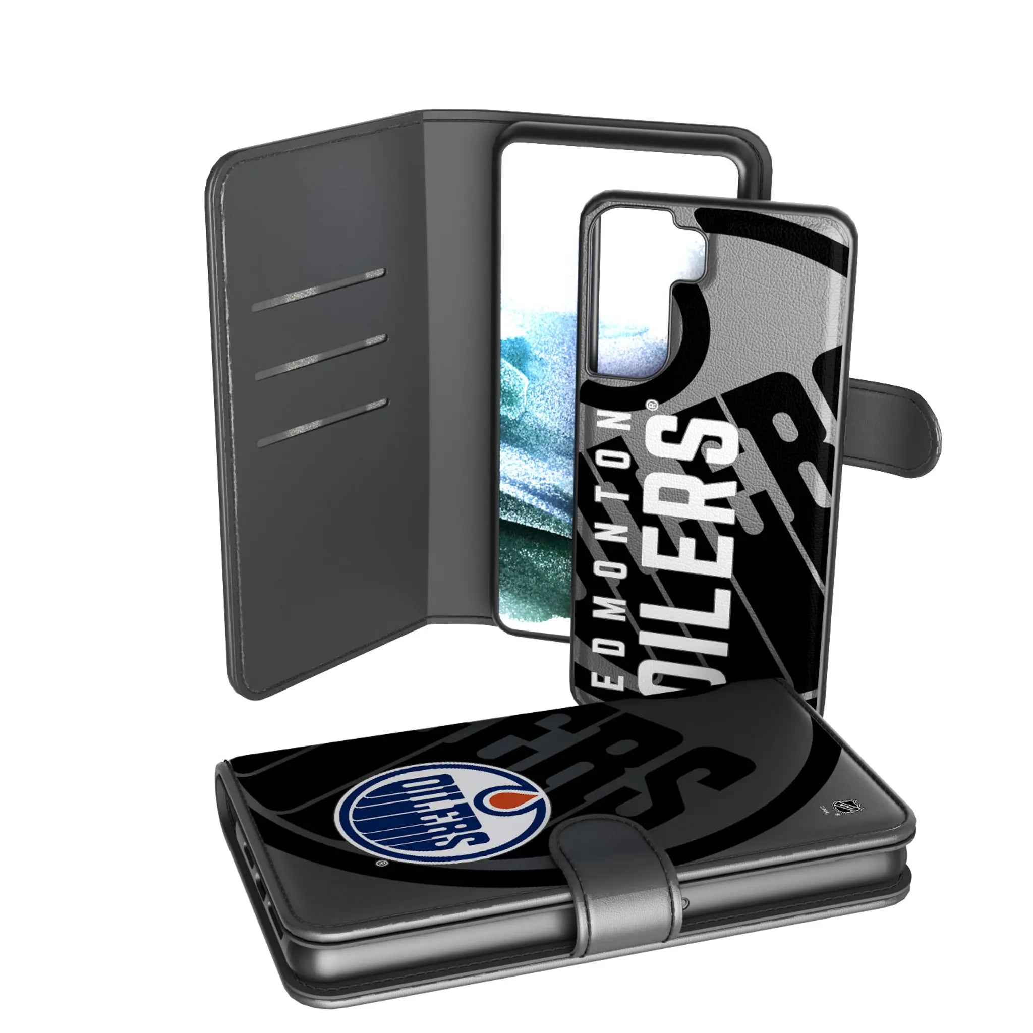 Edmonton Oilers Monocolor Tilt Galaxy Wallet Phone Case for Samsung Galaxy