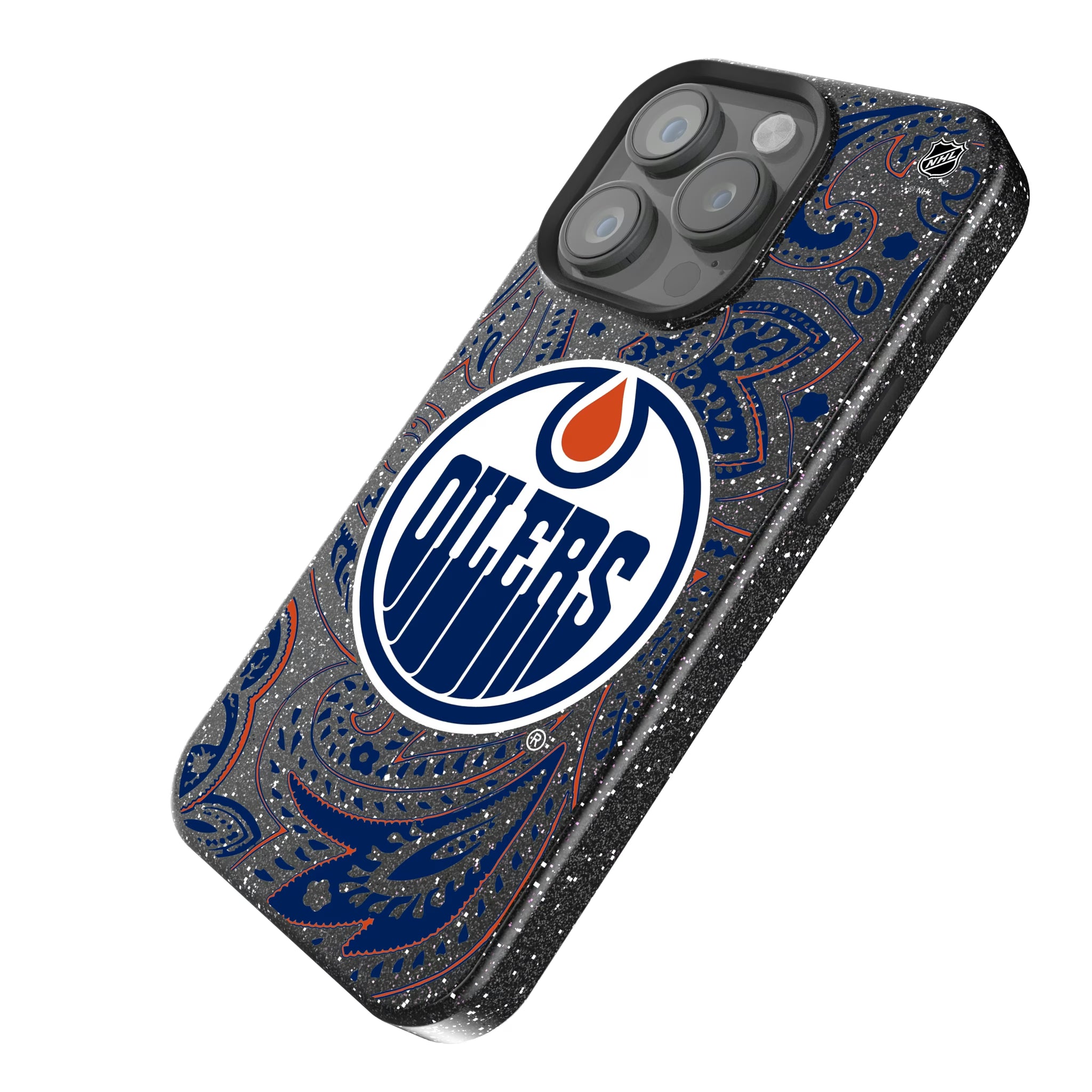 Edmonton Oilers Paisley iPhone Bling Phone Case for Apple iPhone - Isometric View