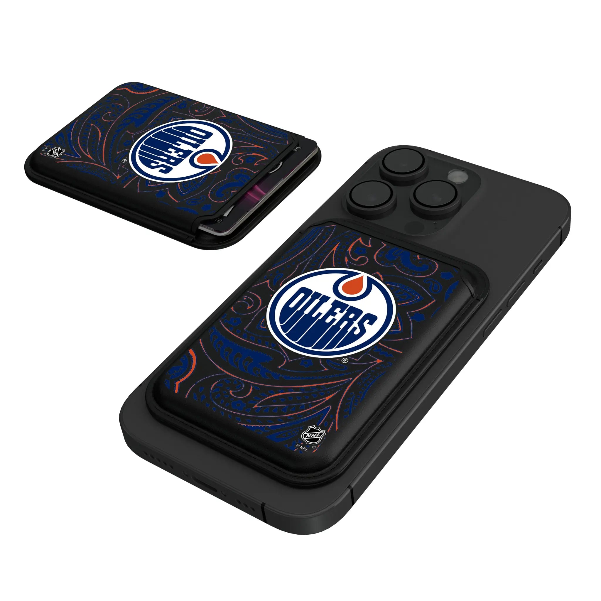 Edmonton Oilers Paisley Black Magnetic Credit Card Wallet