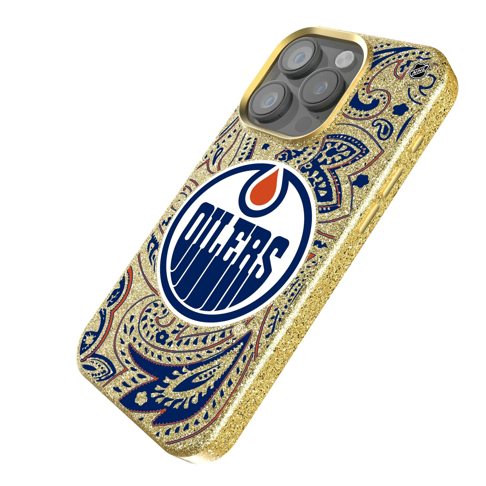 Edmonton Oilers Paisley iPhone Bling Phone Case for Apple iPhone - Isometric View