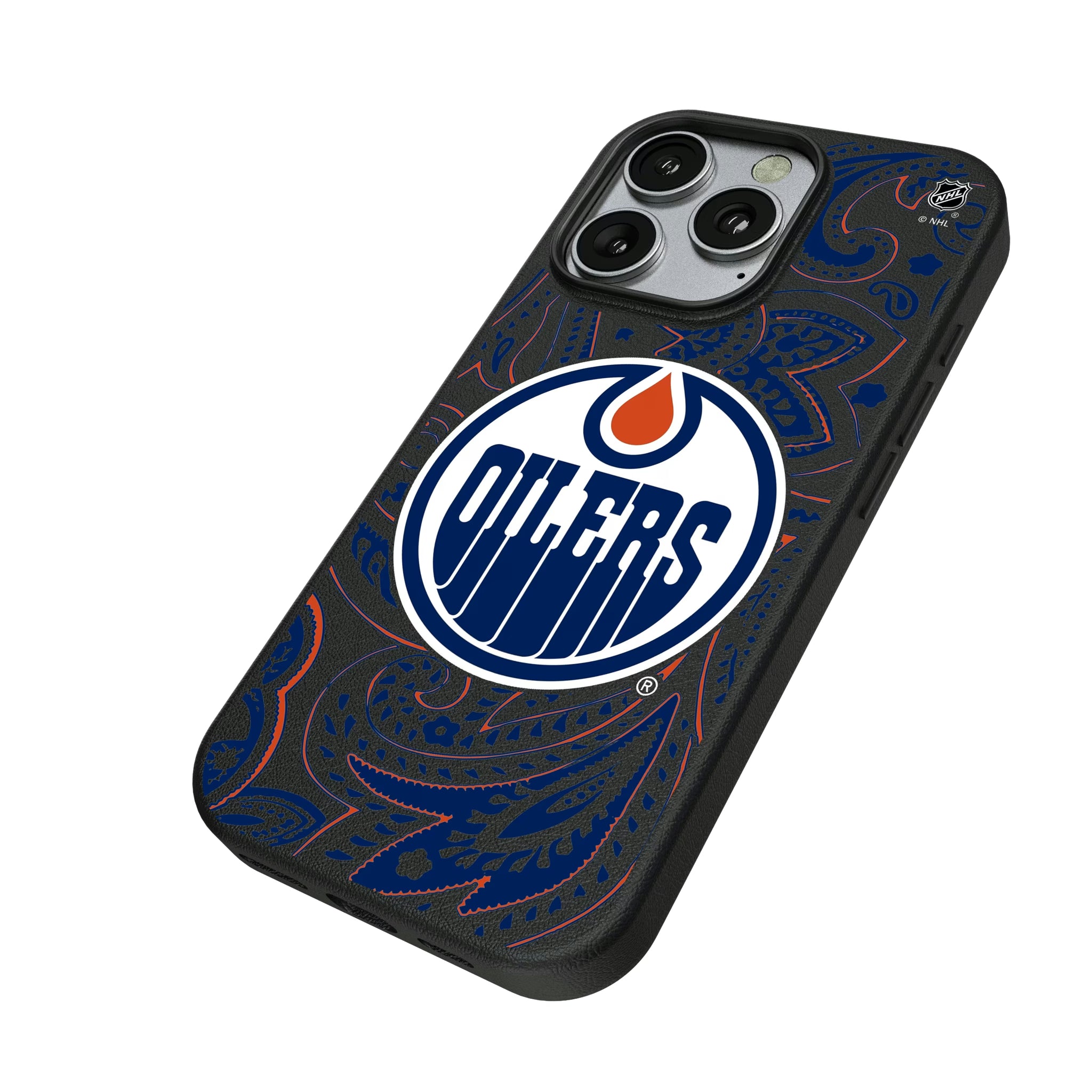 Edmonton Oilers Paisley iPhone MagSafe Compatible Phone Case for Apple iPhone - Isometric View