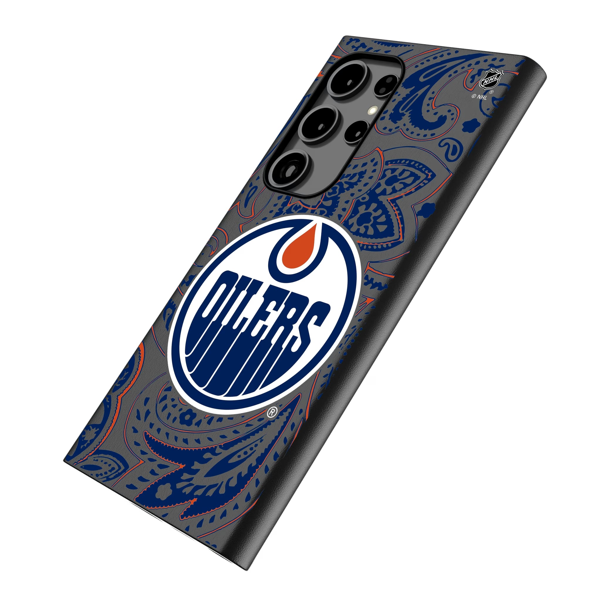 Edmonton Oilers Paisley Galaxy MagSafe Compatible Phone Case for Samsung Galaxy - Isometric View