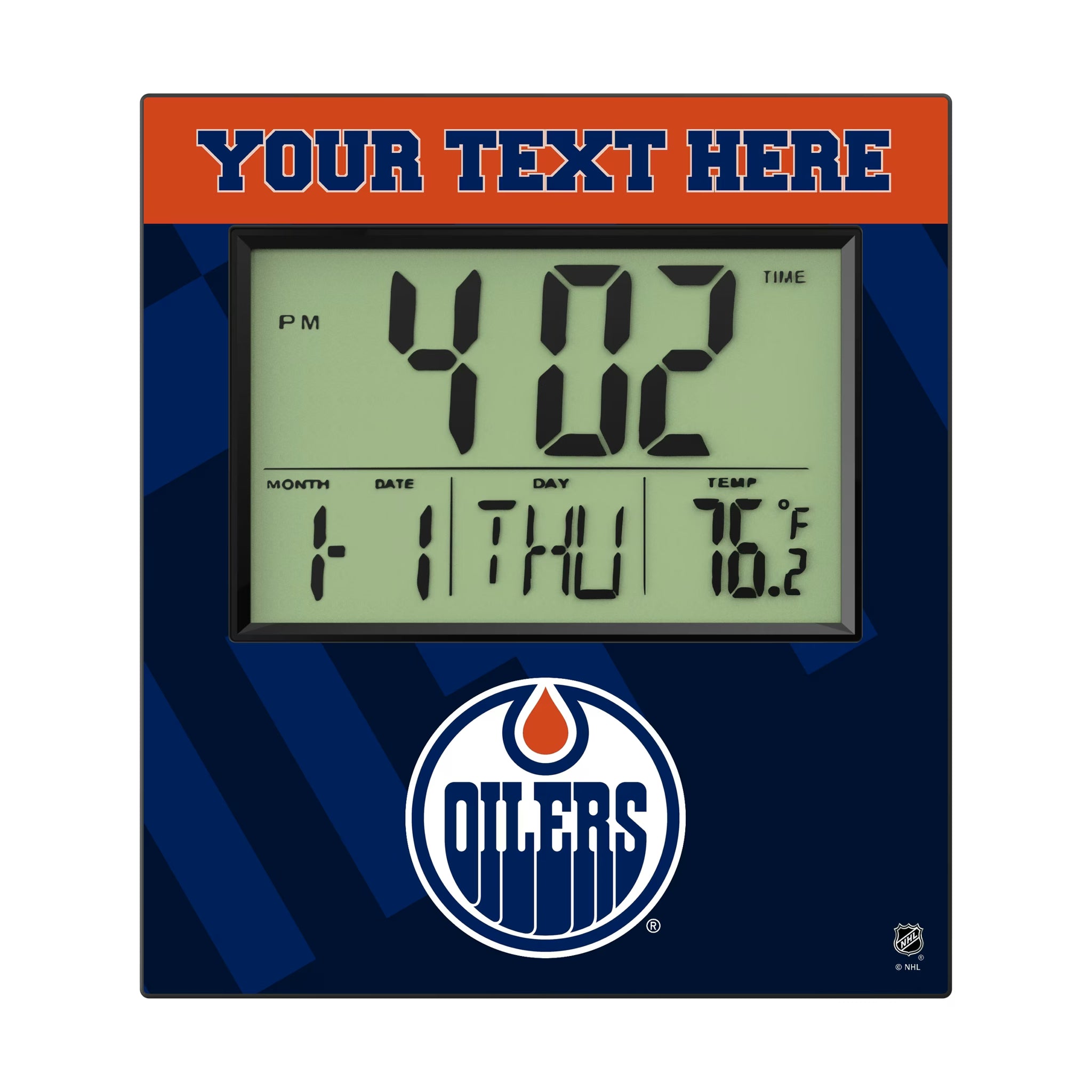 Edmonton Oilers Personalized Color Block Wall Clock