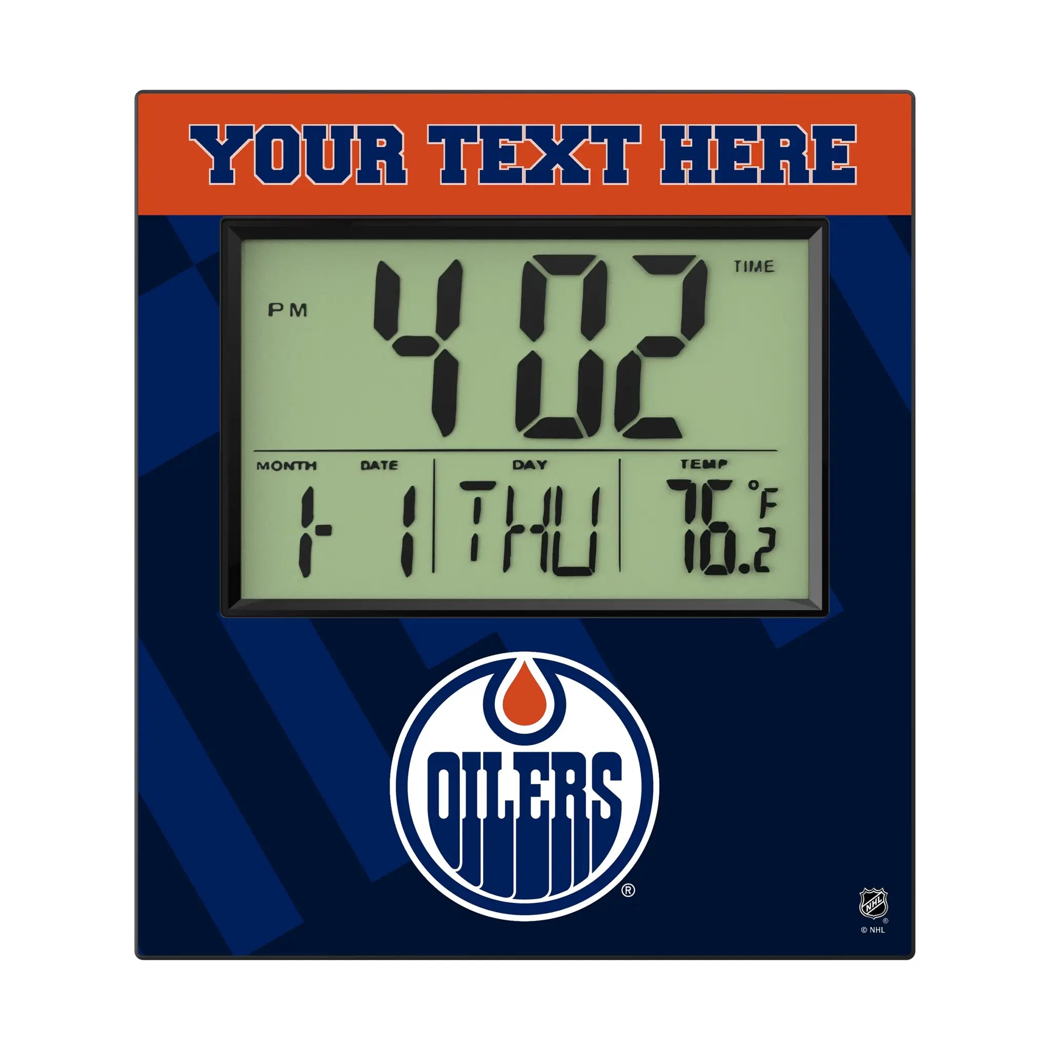 Edmonton Oilers Personalized Color Block Wall Clock