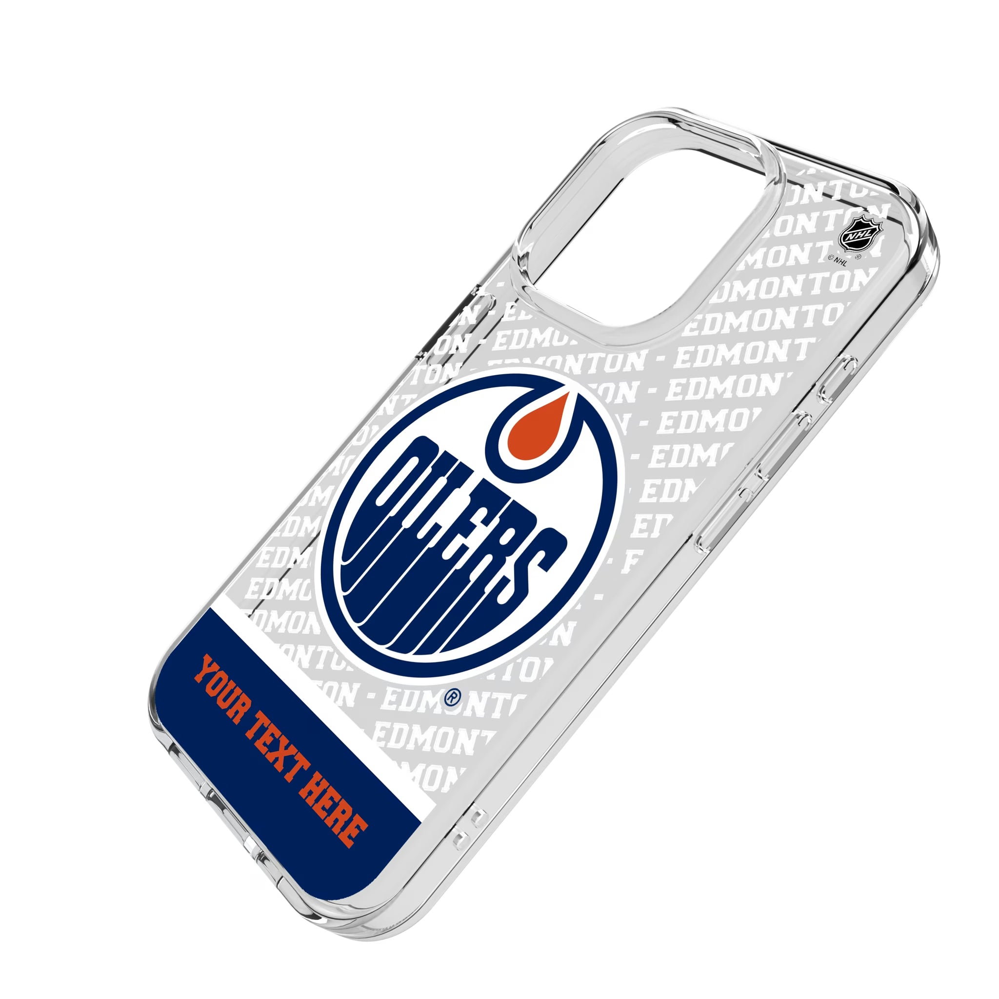 Edmonton Oilers Personalized EndZone Plus iPhone Clear Phone Case for Apple iPhone - Isometric View