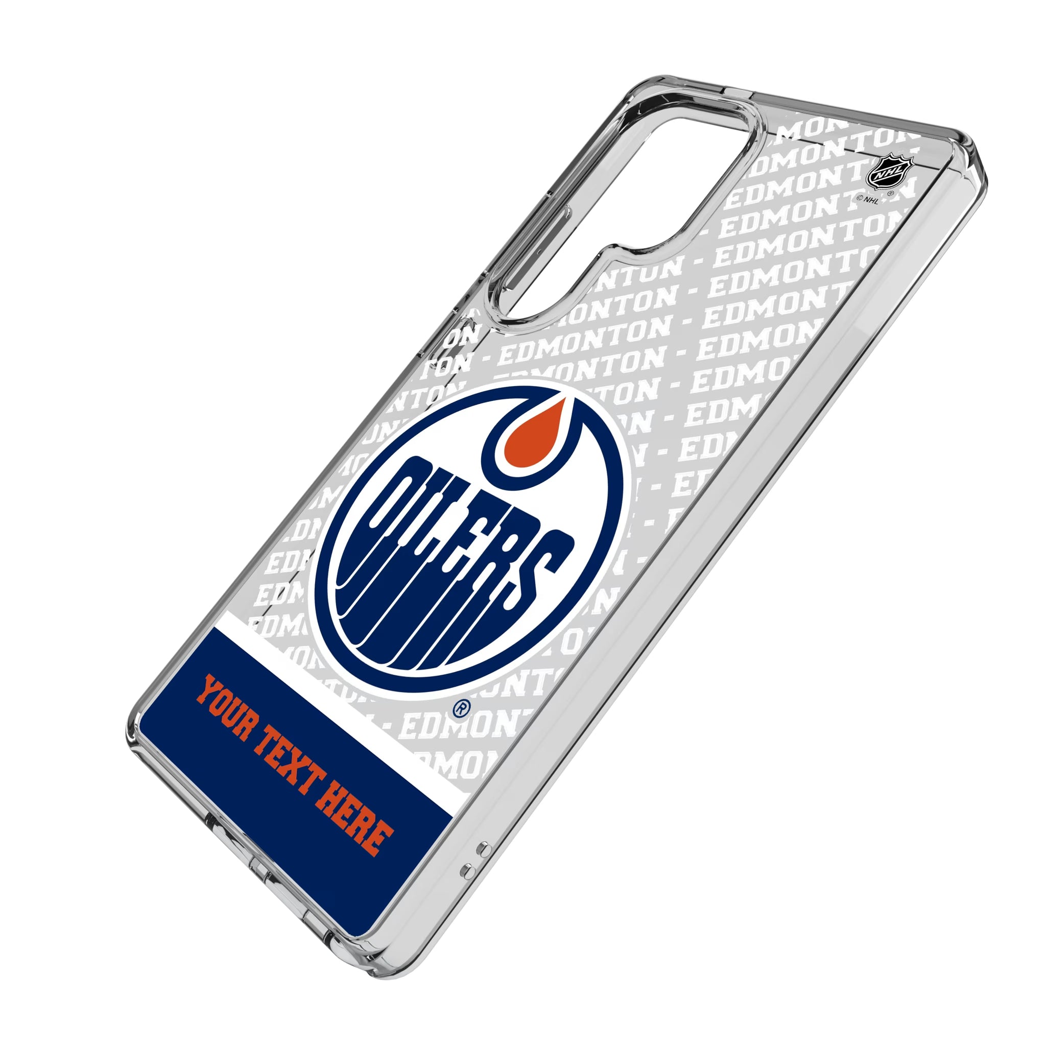 Edmonton Oilers Personalized EndZone Plus Galaxy Clear Phone Case for Samsung Galaxy - Isometric View