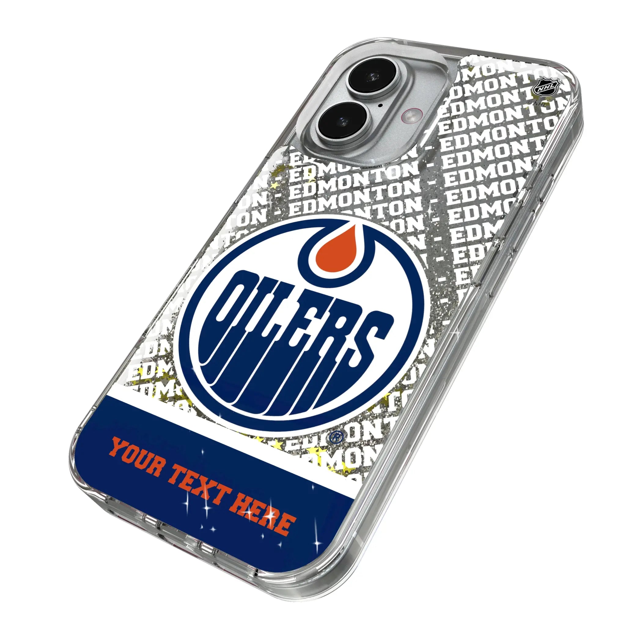 Edmonton Oilers Personalized EndZone Plus iPhone Glitter Phone Case for Apple iPhone - Isometric View