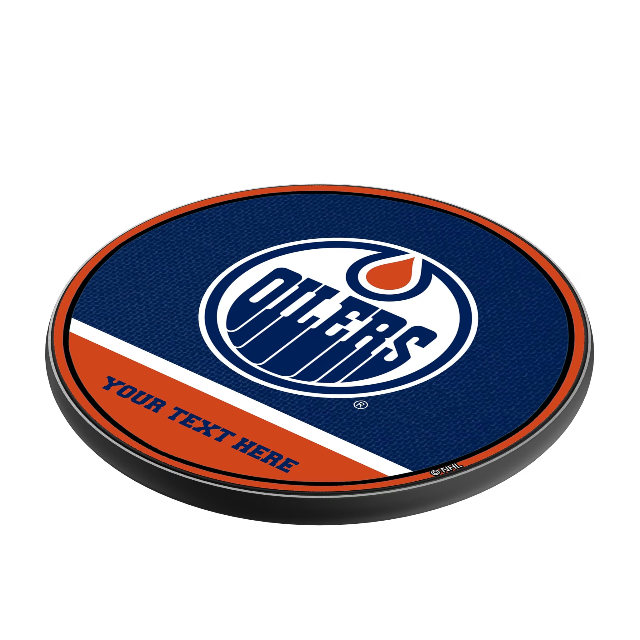 Edmonton Oilers Personalized Endzone Solid 15-Watt Wireless Charger - Isometric View