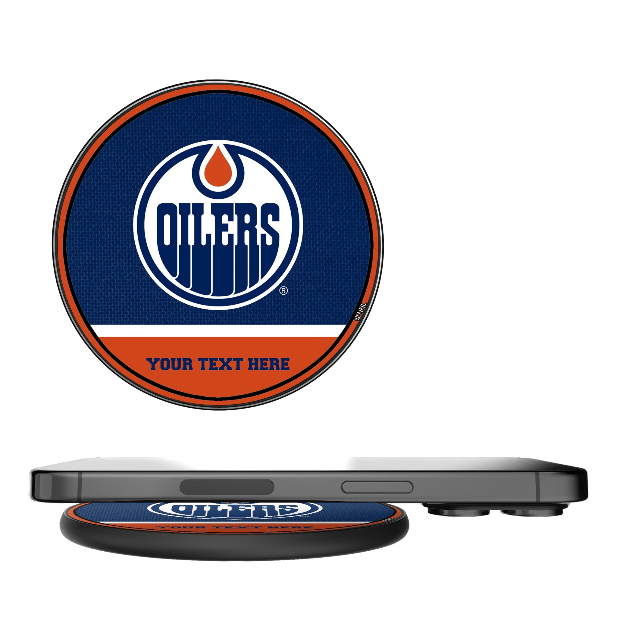 Edmonton Oilers Personalized Endzone Solid 15-Watt Wireless Charger