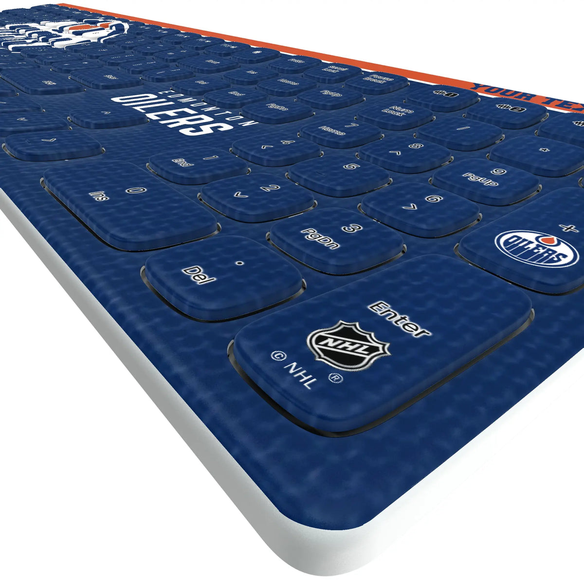 Edmonton Oilers Personalized Endzone Solid KKB605 Curved Wireless Keyboard - Detail
