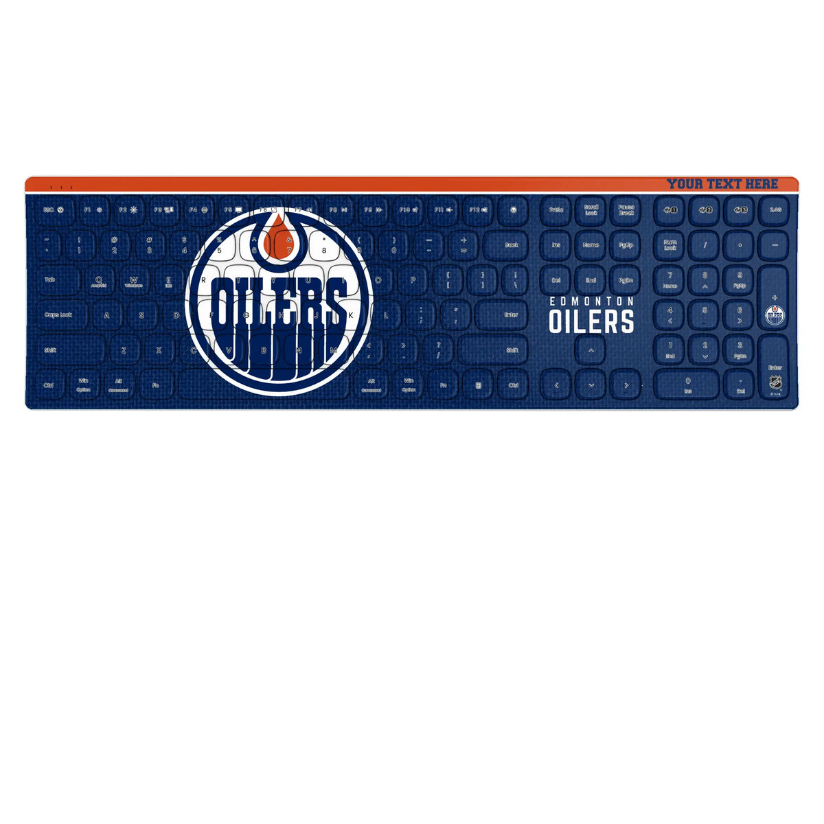 Edmonton Oilers Personalized Endzone Solid KKB605 Curved Wireless Keyboard