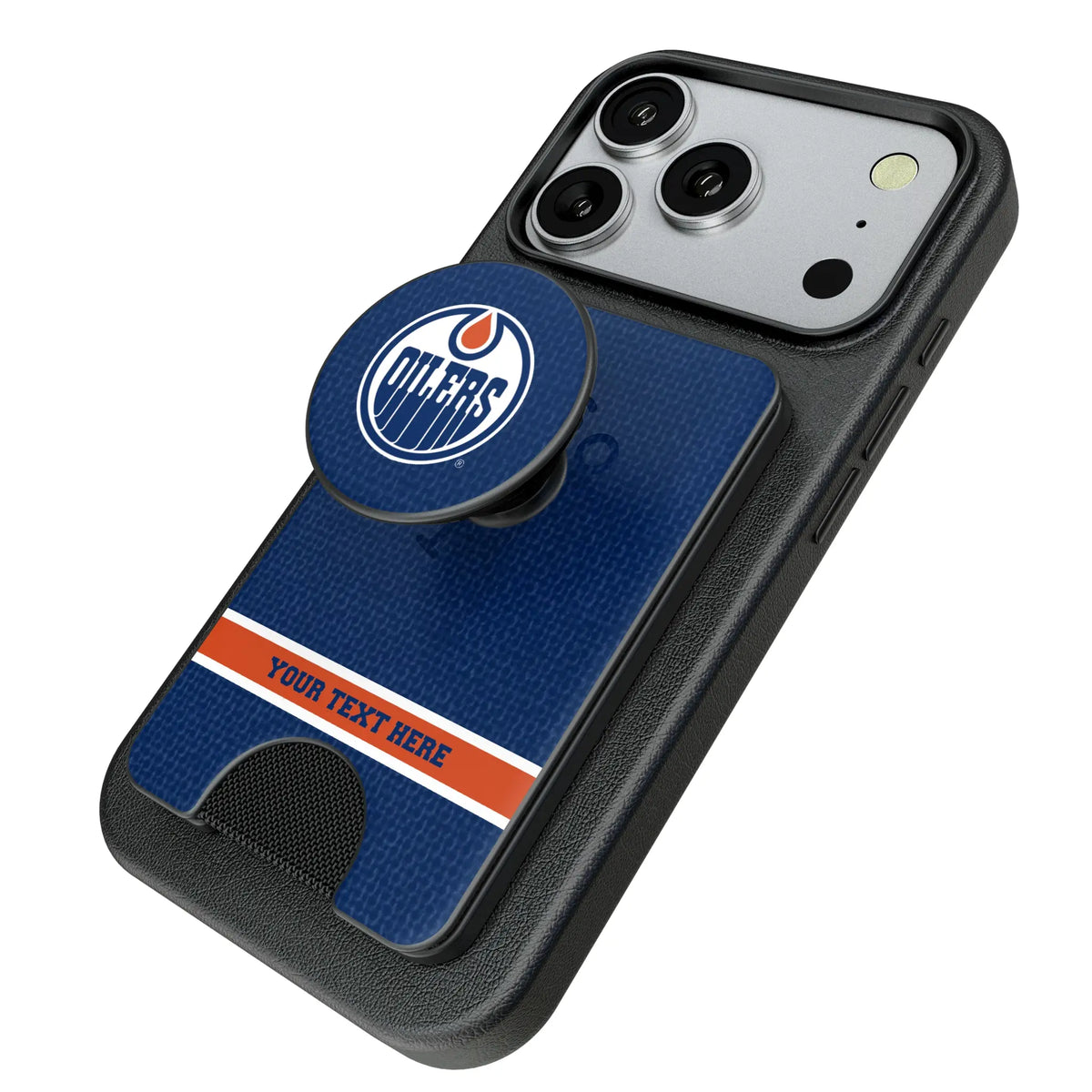 Edmonton Oilers Personalized Endzone Solid Popsockets Wallet Magnetic - Isometric View