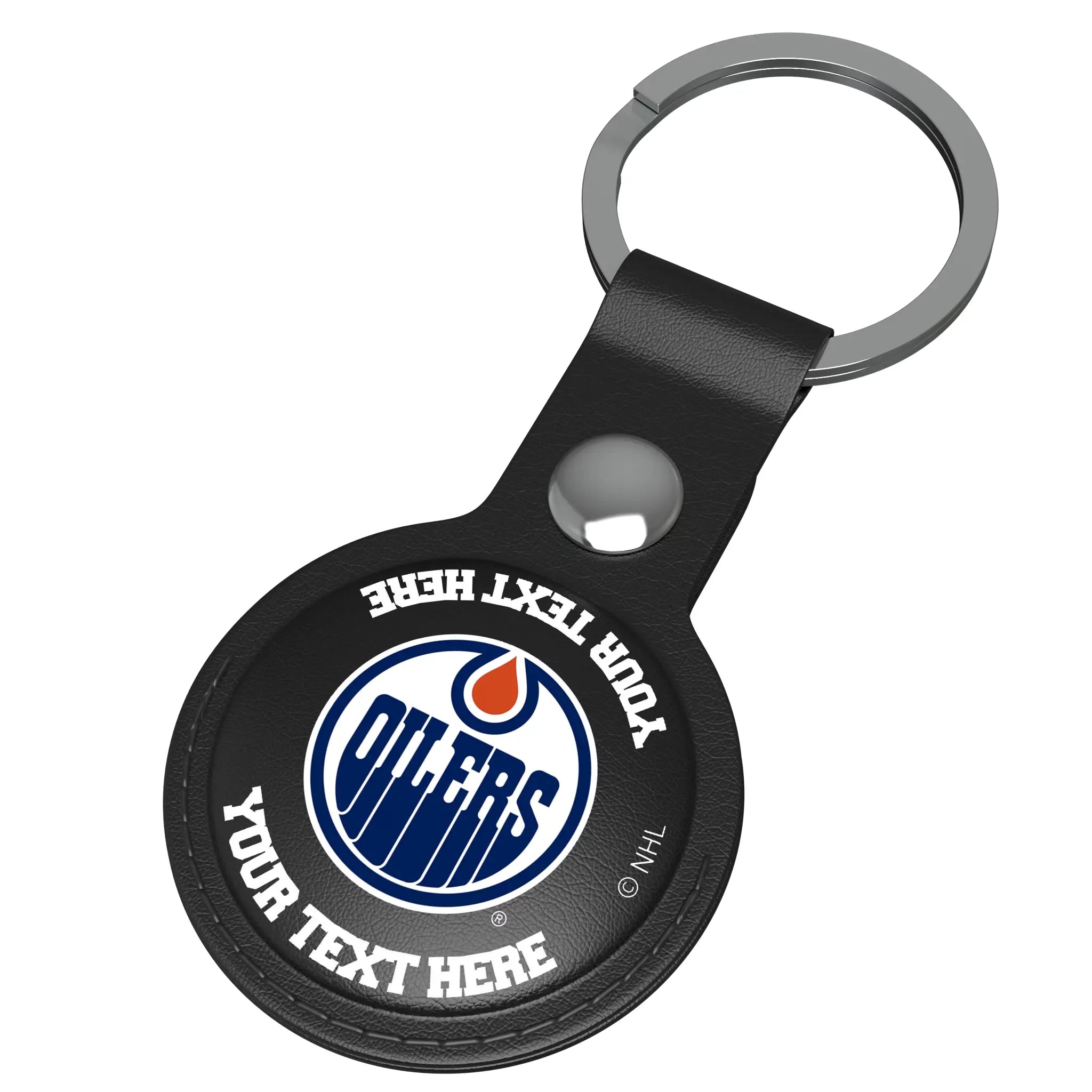 Edmonton Oilers Personalized Insignia AirTag Black Airtag Holder - Isometric View