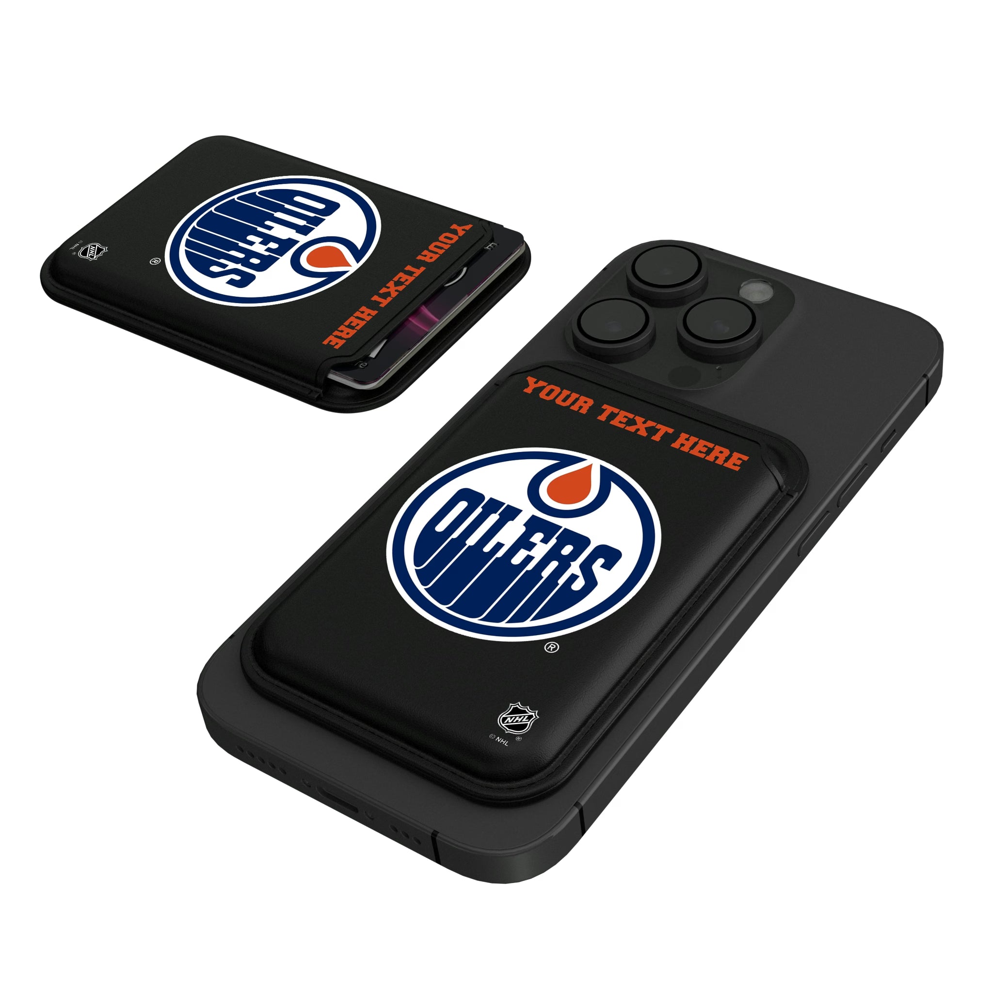 Edmonton Oilers Personalized Insignia Black Magnetic Credit Card Wallet
