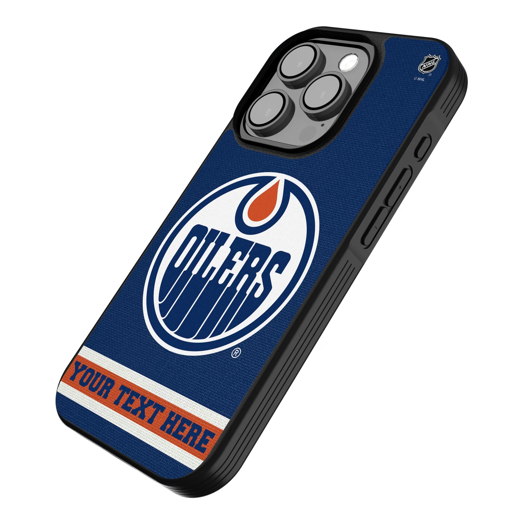 Edmonton Oilers Personalized Stripe iPhone Bump Phone Case for Apple iPhone - Isometric View