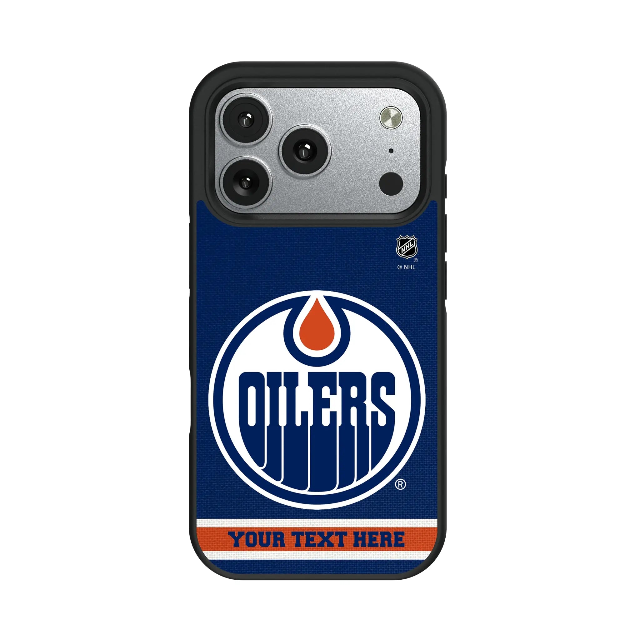 Edmonton Oilers Personalized Stripe iPhone Bump Phone Case for Apple iPhone#Device_iPhone 17 Pro