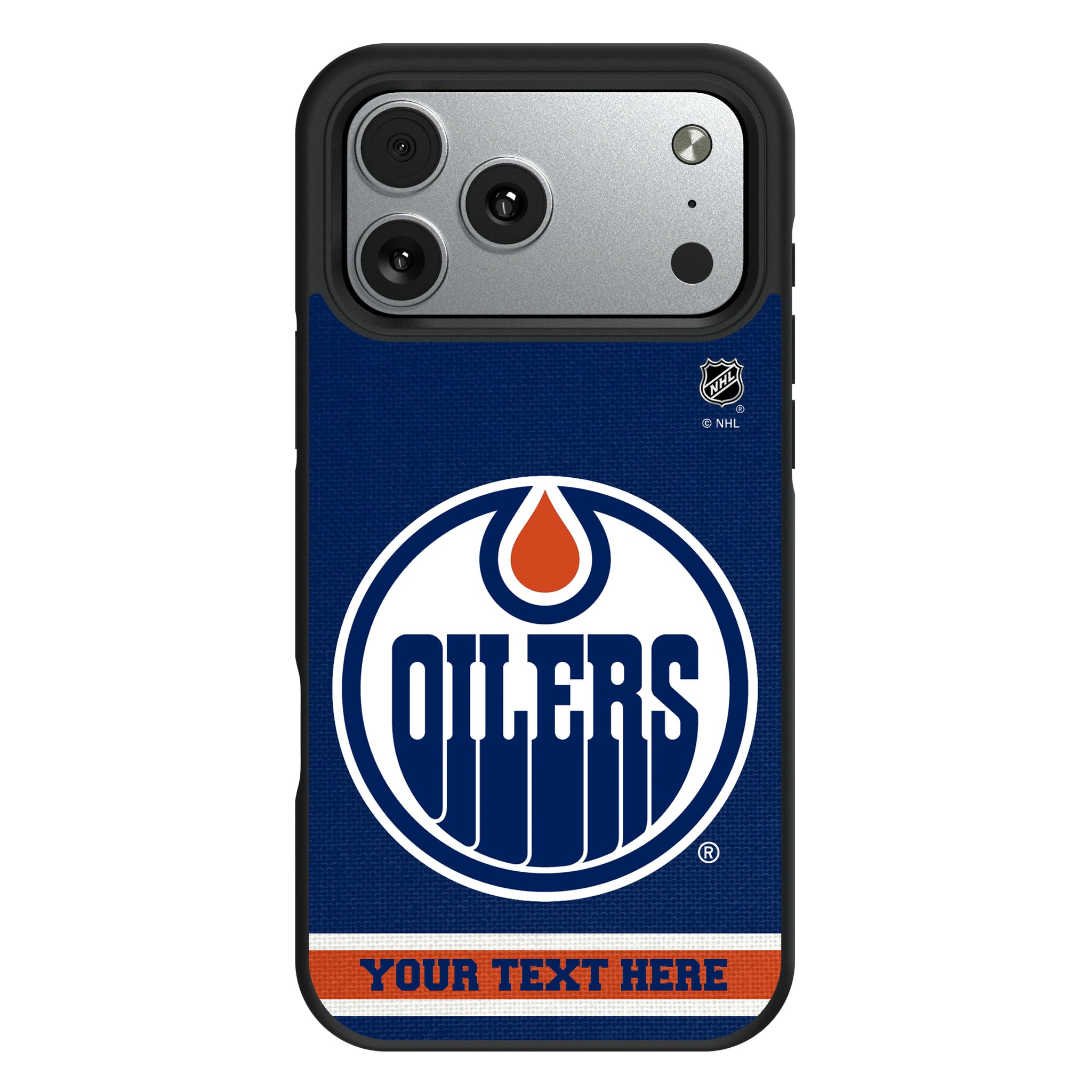 Edmonton Oilers Personalized Stripe iPhone Bump Phone Case for Apple iPhone#Device_iPhone 17 Pro Max
