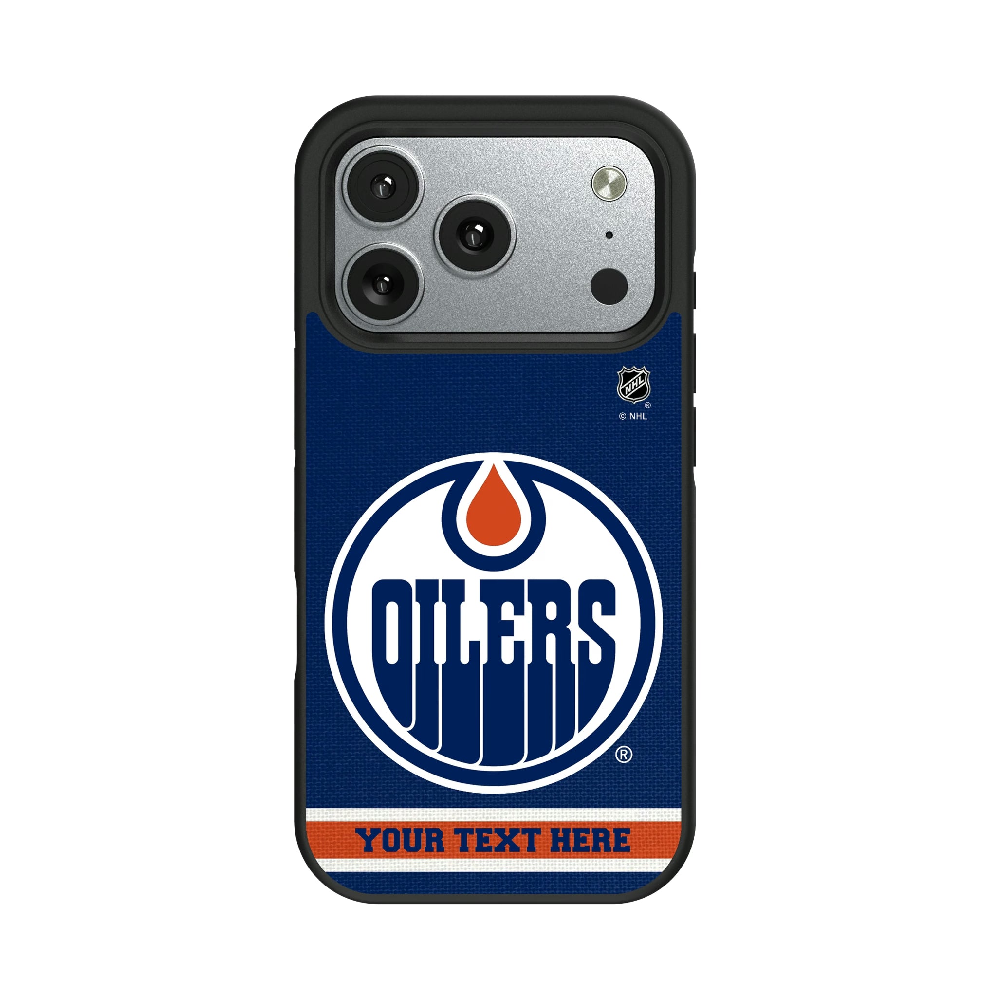 Edmonton Oilers Personalized Stripe iPhone Bump Phone Case for Apple iPhone#Device_iPhone 17 Pro