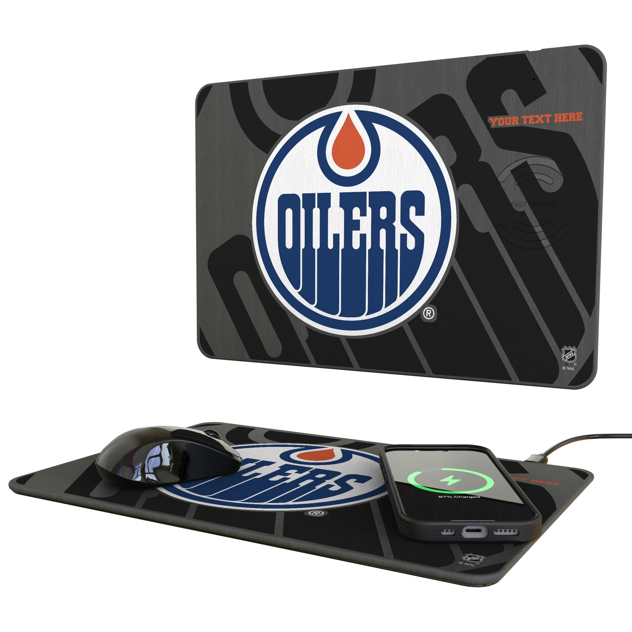 Edmonton Oilers Personalized Tilt 15-Watt Wireless Charger and Mouse Pad