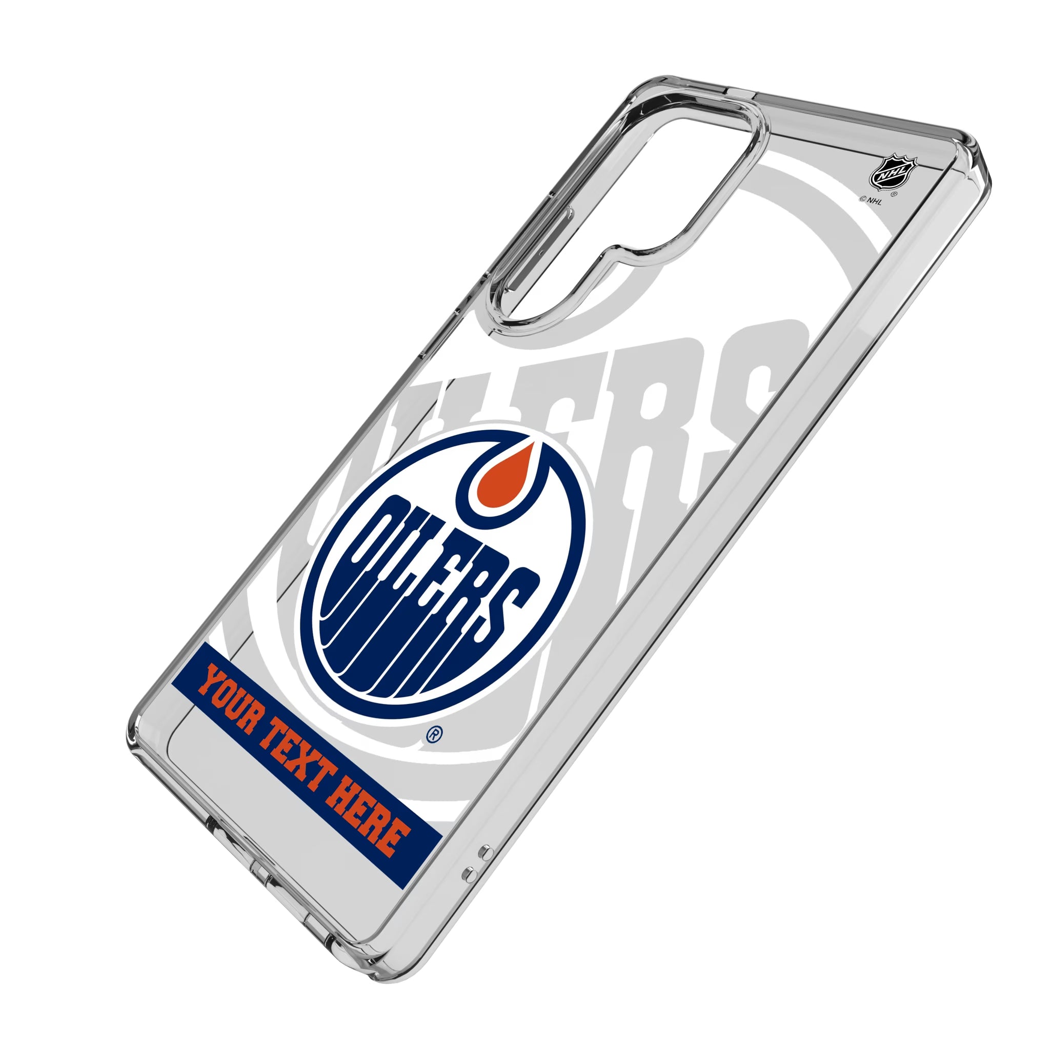 Edmonton Oilers Personalized Tilt Galaxy Clear Phone Case for Samsung Galaxy - Isometric View
