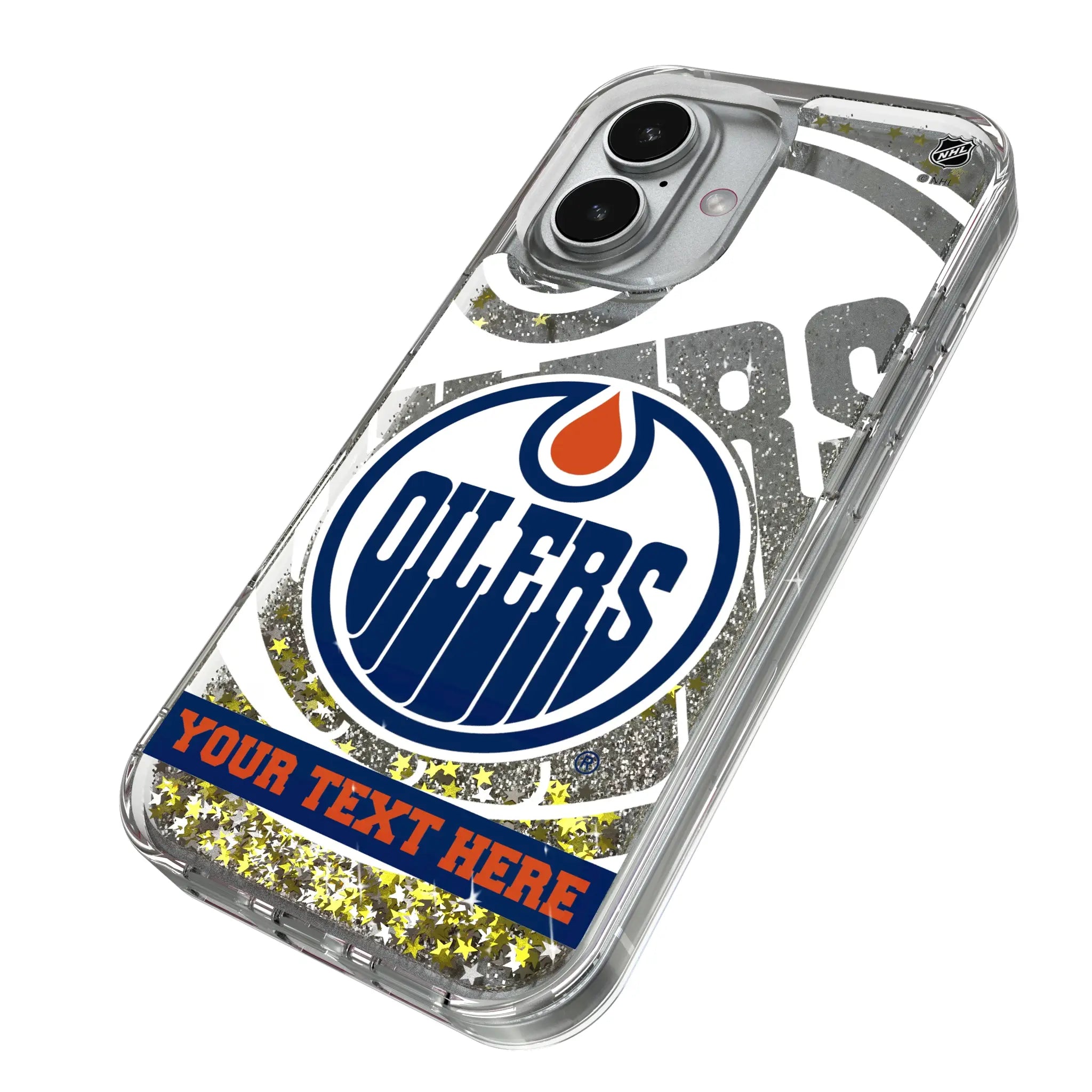 Edmonton Oilers Personalized Tilt iPhone Glitter Phone Case for Apple iPhone - Isometric View