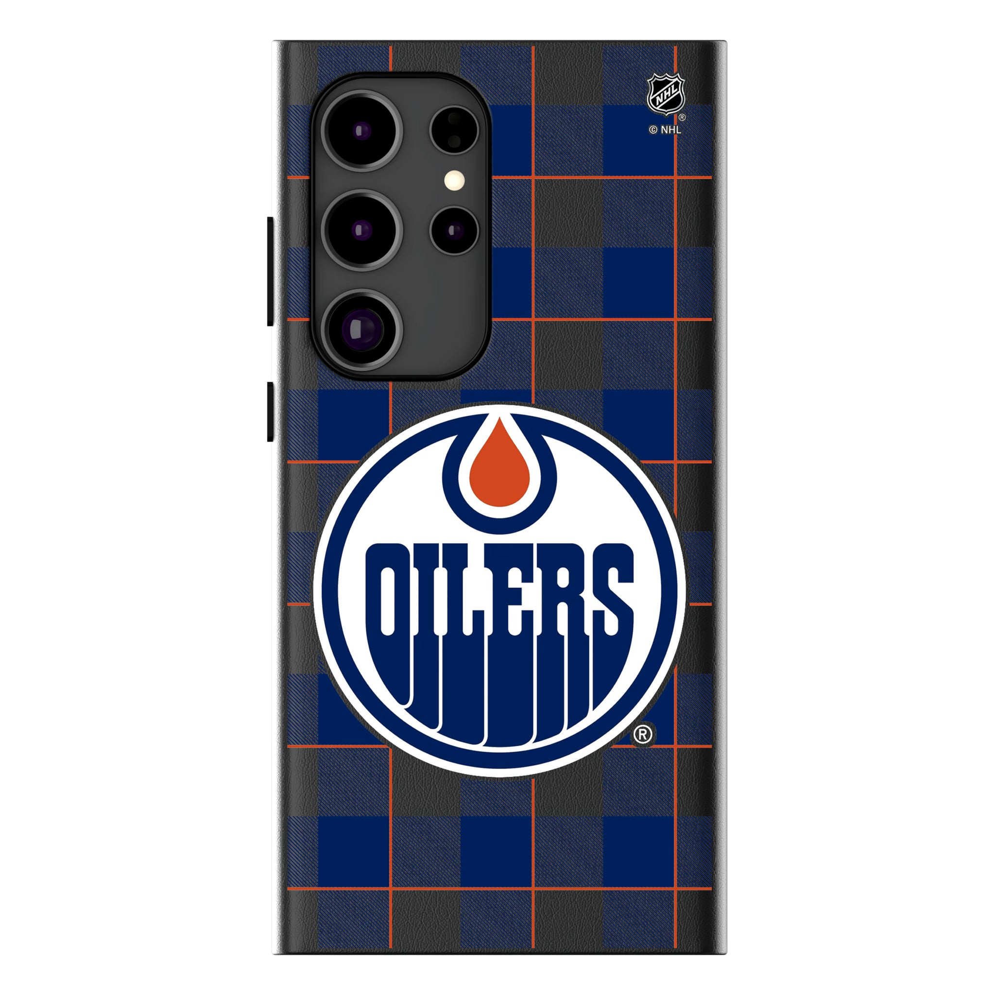 Edmonton Oilers Plaid Galaxy MagSafe Compatible Phone Case for Samsung Galaxy